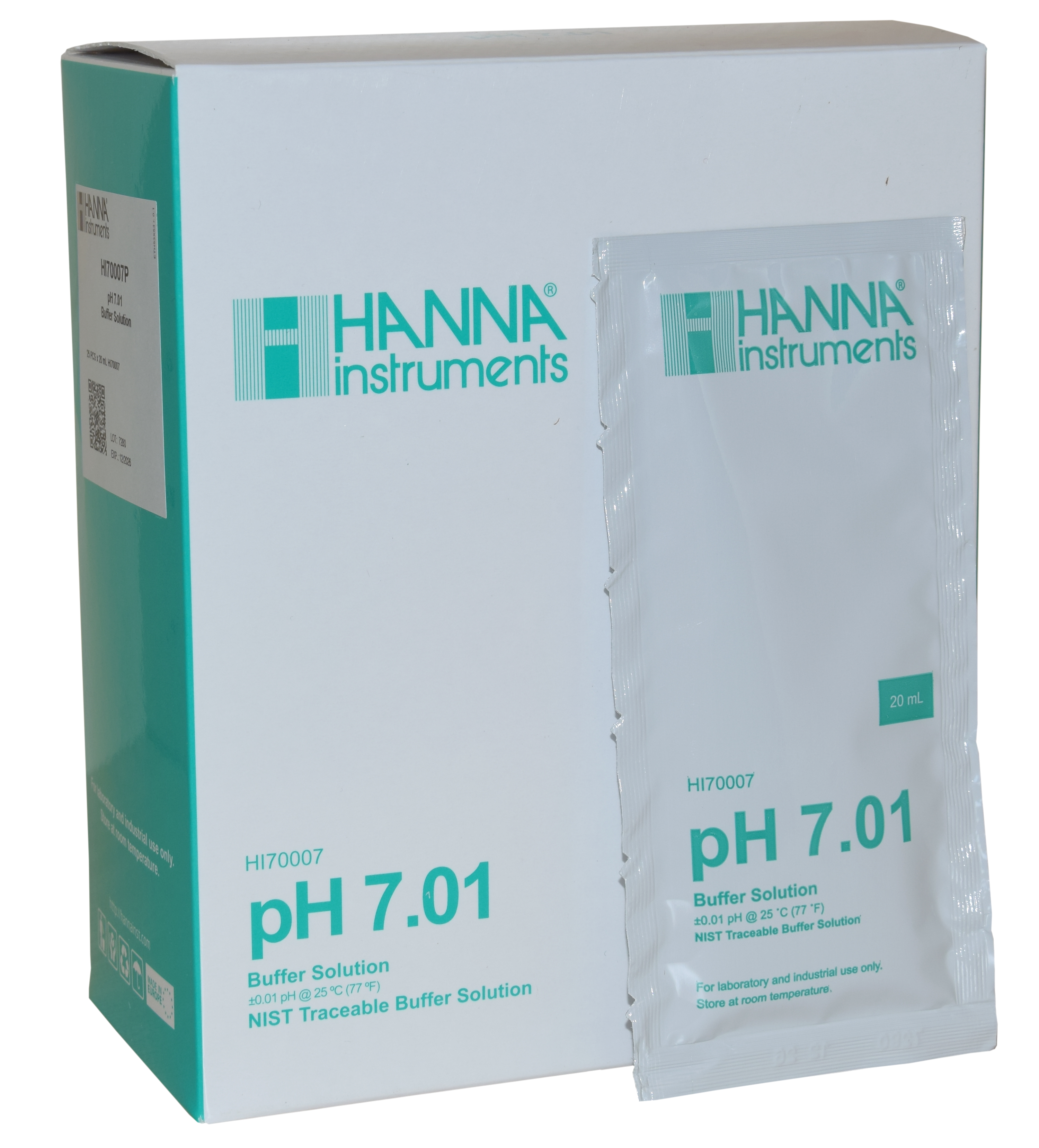 HANNA buffer solution pH 7.01, 25 x 20mL sachets (HI70007P)