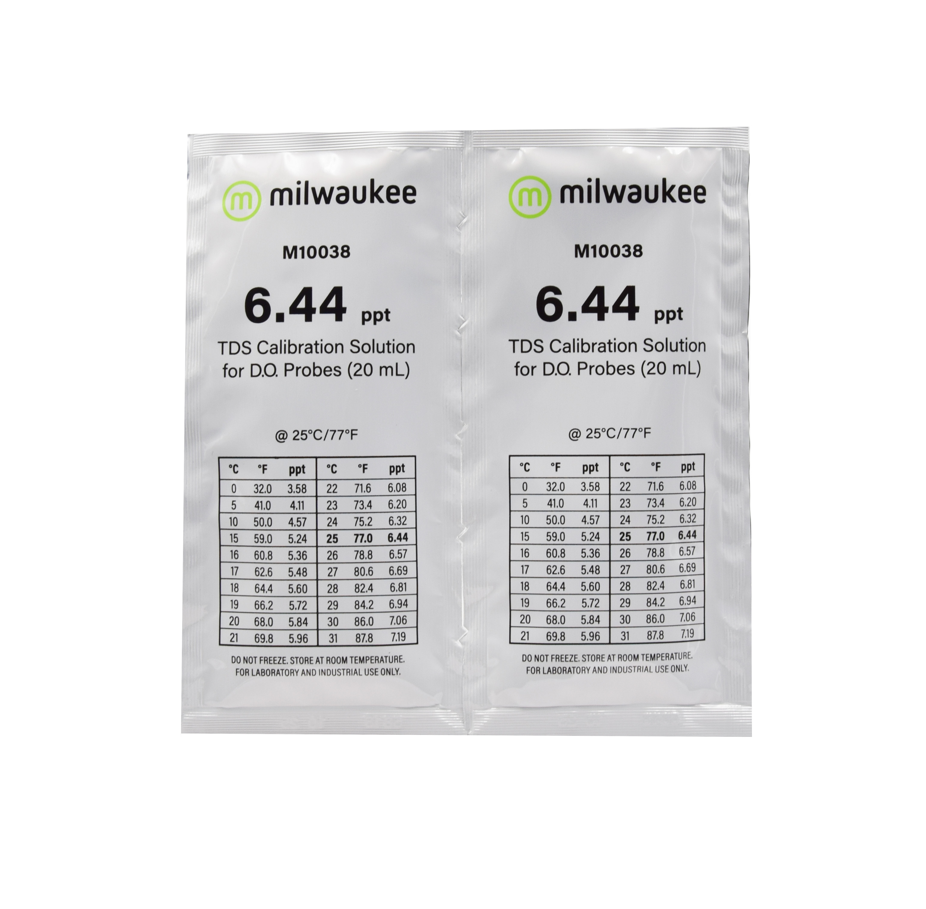 Milwaukee M10038B 6.44 ppt TDS Calibration Solution in a sachet, 25 sachets á 20ml