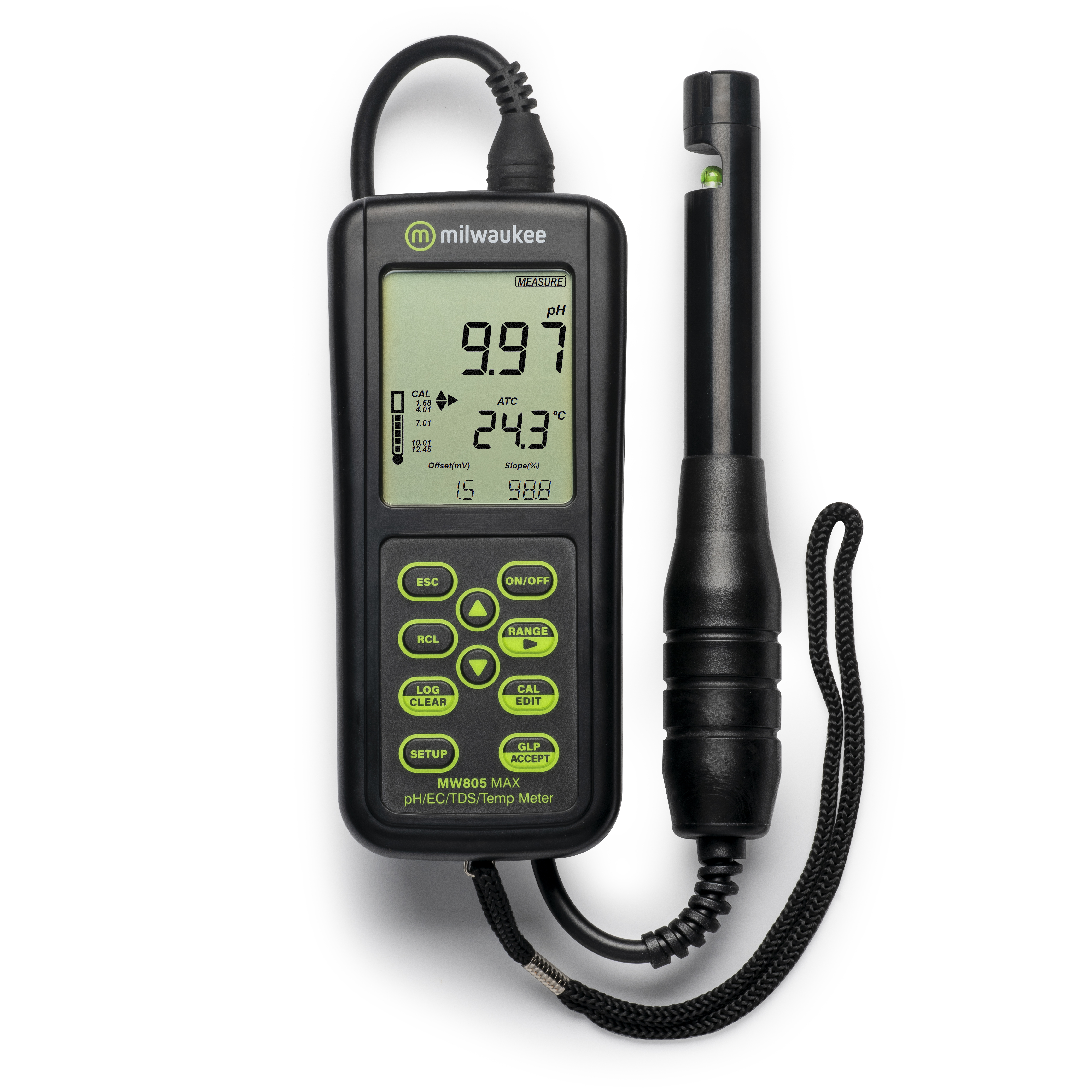 MW805 Gerät mit Probe, Display an