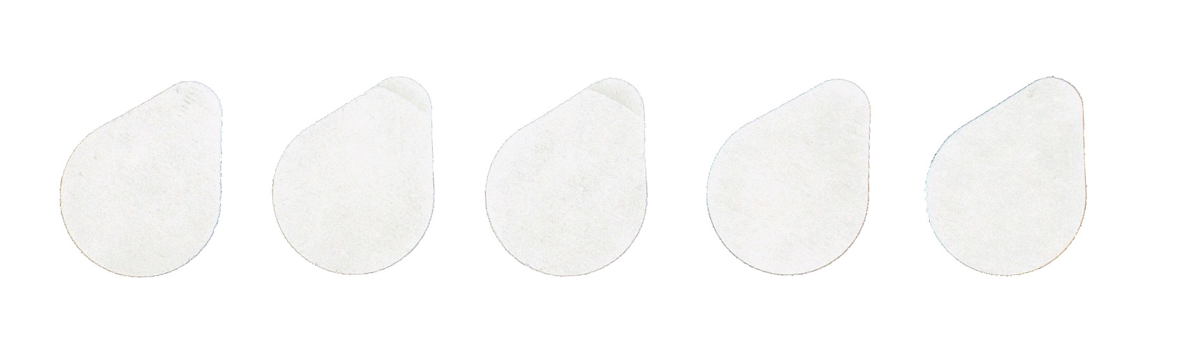 Horiba Probenblätter B einzeln nebeneinander, tropfenförmige Filterpads