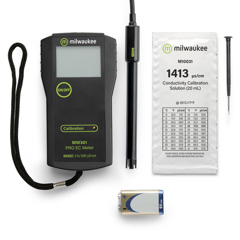 MW301 PRO Messgerät in schwarz und grün mit Zubehör, Flüssigkeit, Batterie etc.