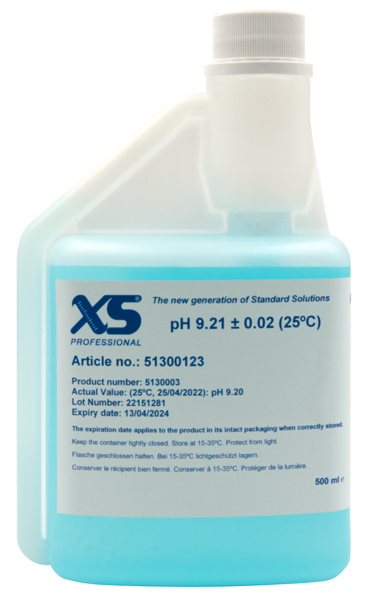 XS Professional pH 9.21 (±0.01pH @25°C) - 500ml pH buffer solution with DAkkS certificate
