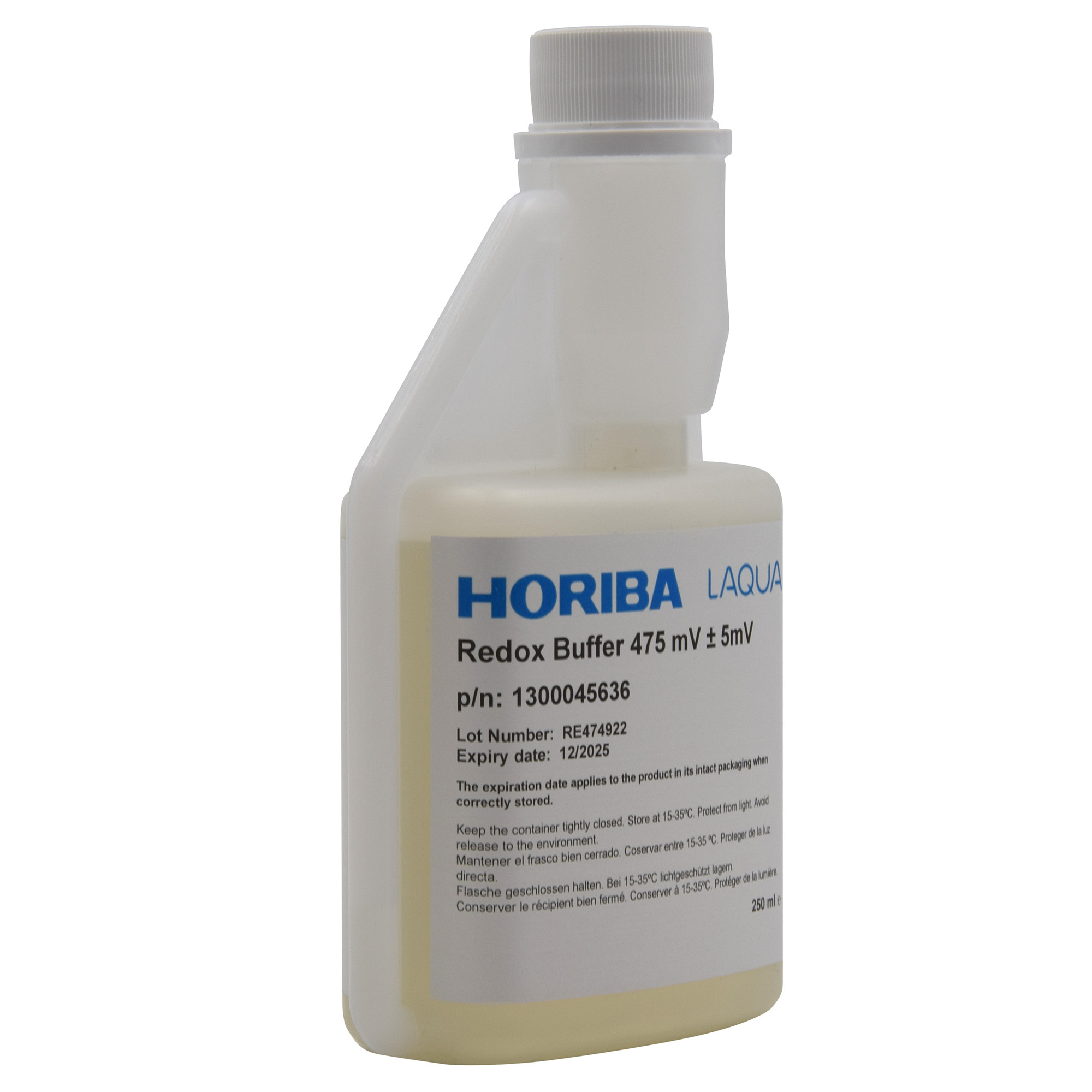 HORIBA Redox 475mV Pufferlösung 250ml, Flasche mit ergonomischem Verschluss, Kalibrierlösung für ORP-Elektroden