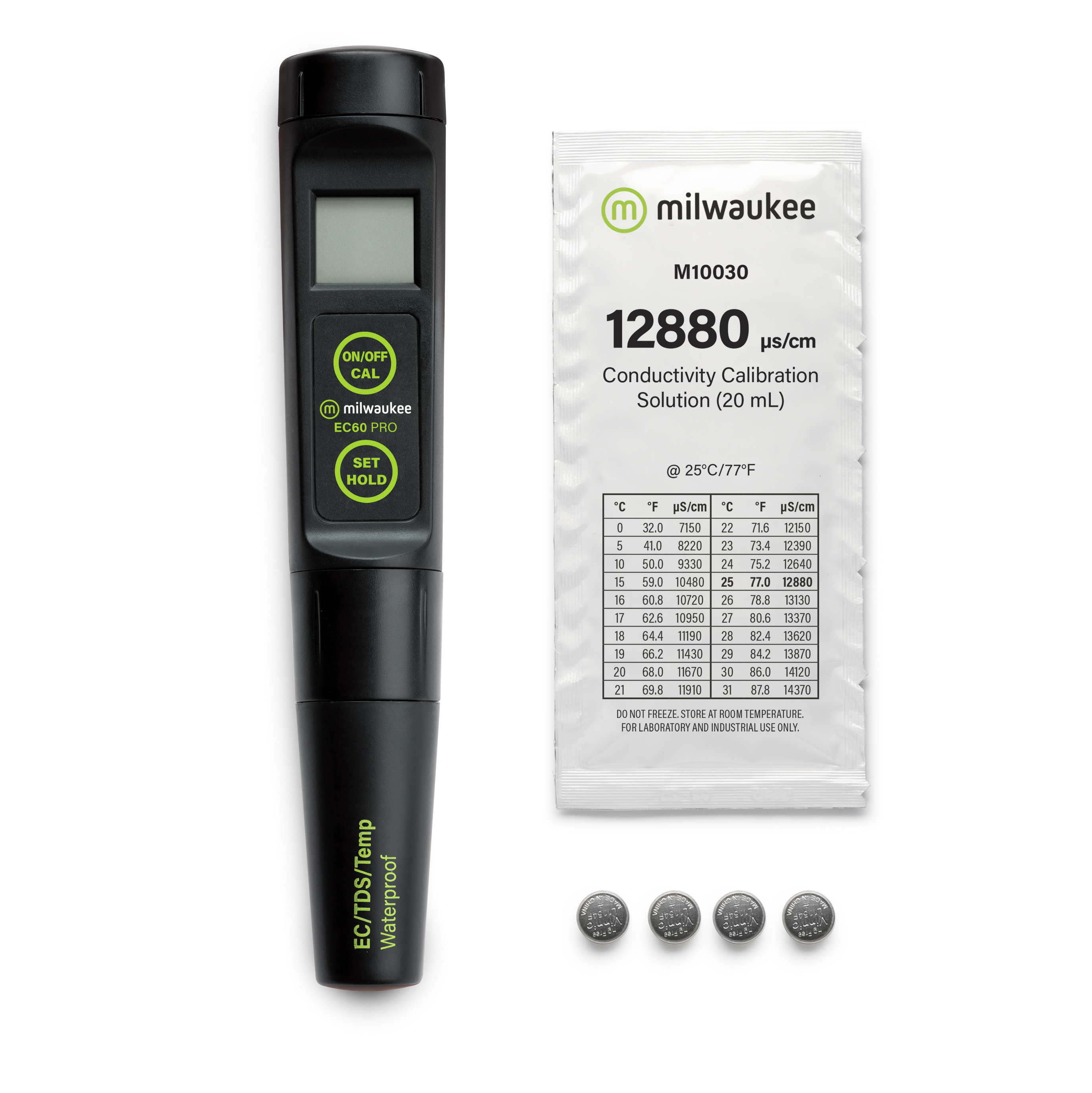 Milwaukee EC60 waterproof Conductivity (High Range), TDS  and Temperature Tester with replaceable probe
