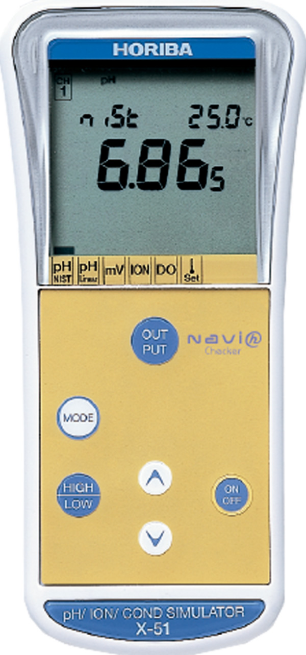 Horiba X-51 digital simulator, front view, pH, mV, ION and DO simulator