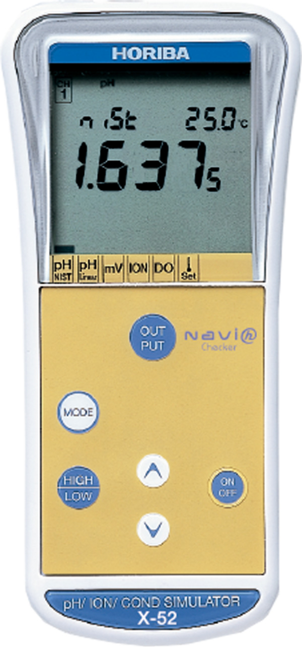 Horiba X-52 digital simulator, front view, conductivity simulator, temperature compensation, electrode testing