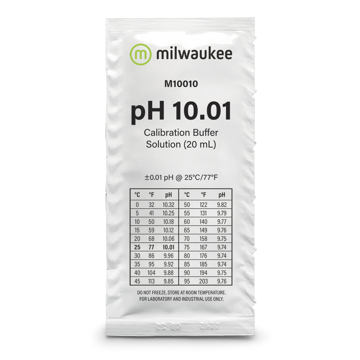Milwaukee M10010B pH 10.01 calibration solution in a sachet, 25 sachets á 20ml