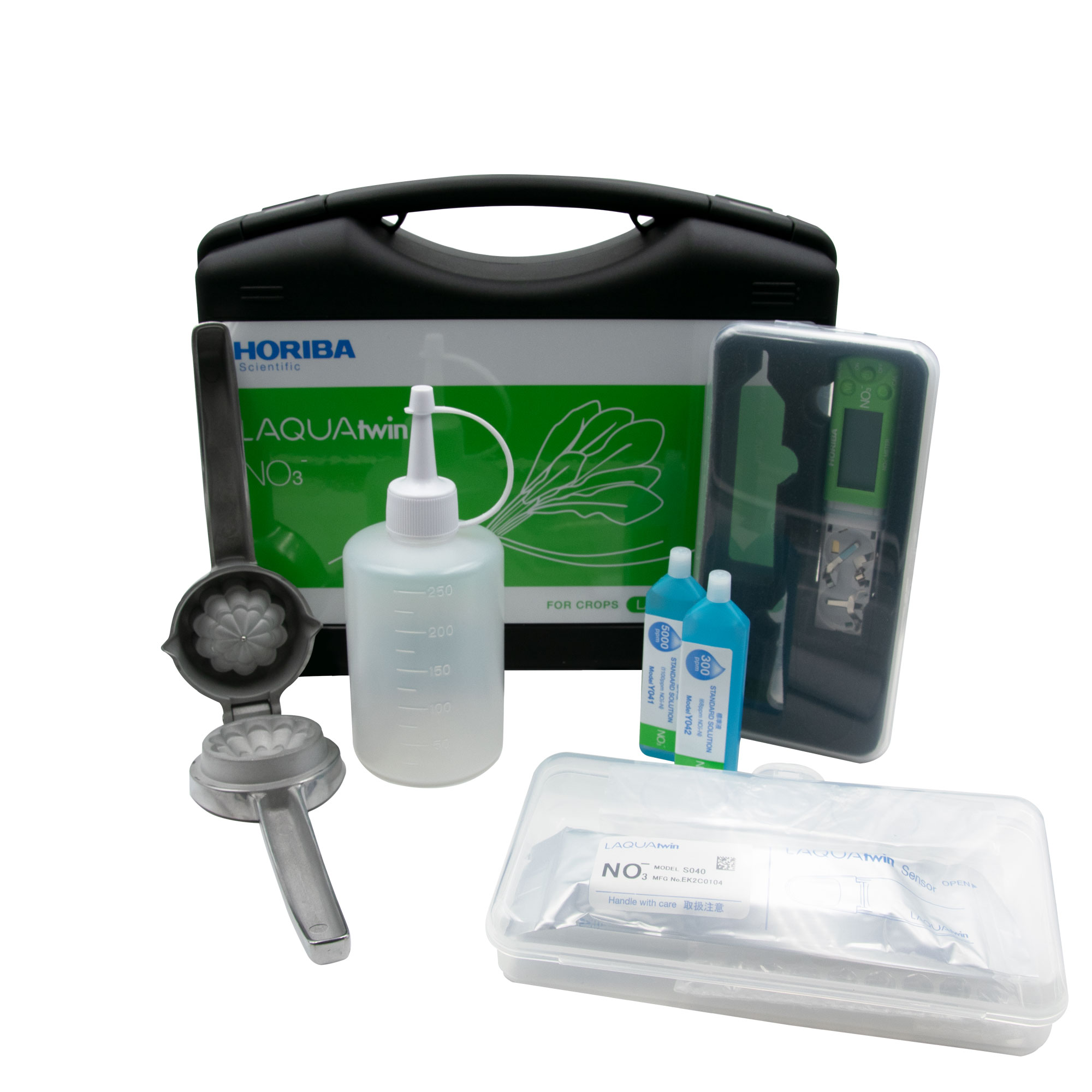 Horiba LAQUAtwin Nitrate Ion (NO3-) Tester for crops, in carrying case with 5 Pipettes, Crop sample press, 3 cups