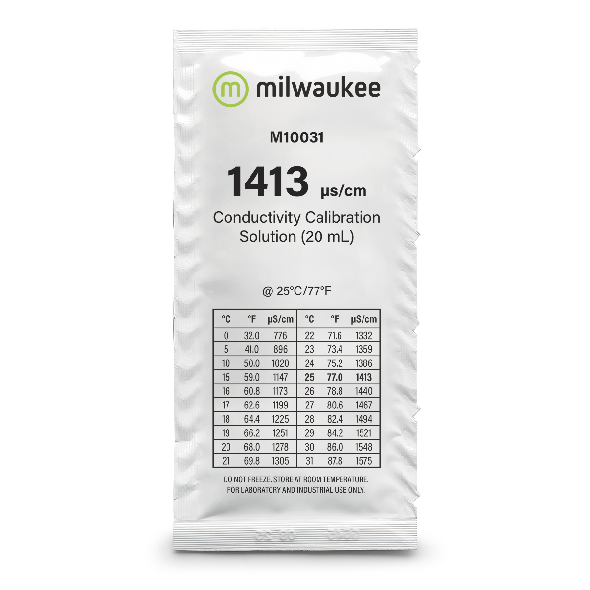 Milwaukee M10031B 1413µS/cm conductivity calibration solution in a sachet, 25 sachets á 20ml