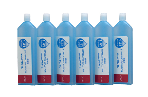 Horiba 1413 μS/cm Conductivity Standard Solution (514-22) Horiba 1413 μS/cm Leitfähigkeitsstandardlösung 6 Flaschen Frontansicht, 14 ml Kalibrierlösung, Pocket Tester Zubehör, Kalibrierlösung Wasserqualität, kompakte Packung