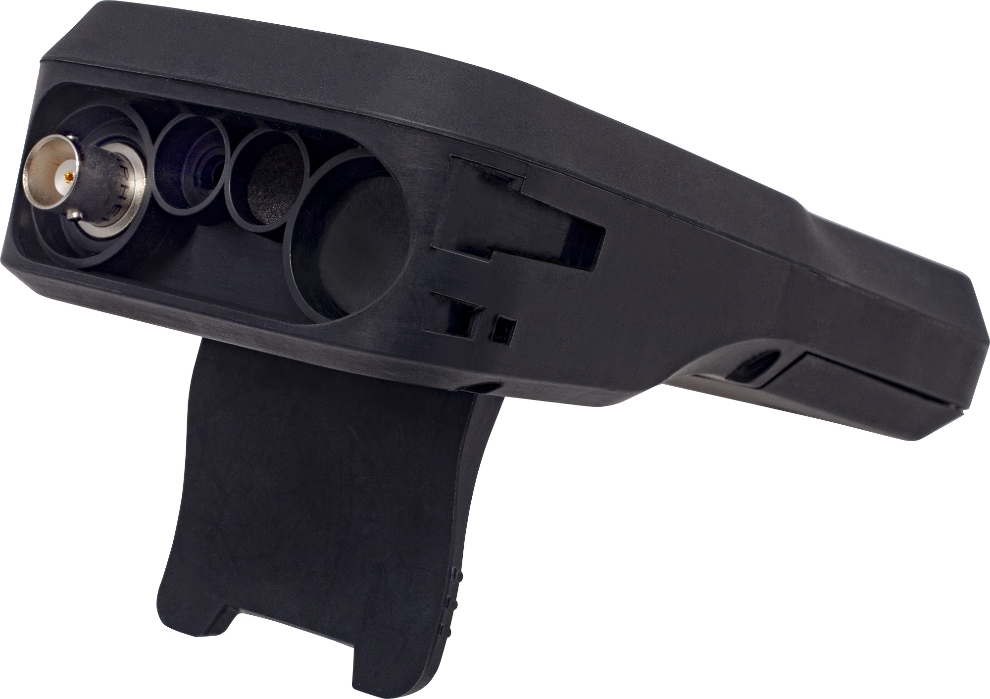 Horiba LAQUA PH210 single-channel handheld meter without electrode, rear view with electrode connector and stand, item number: 895715.