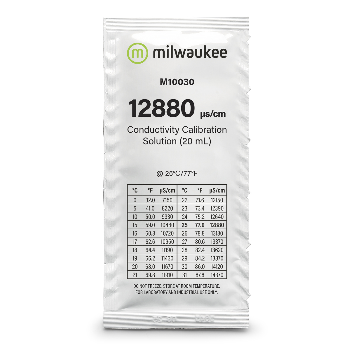Milwaukee M10030B 12880 µS/cm conductivity calibration solution in a sachet, 25 sachets á 20ml