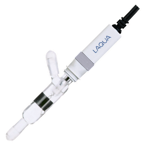 Horiba 3561-10D, Conductivity Cell (flow type) Horiba 3561-10D Leitfähigkeitsmesszelle Durchflusstyp mit Glaskörper Frontansicht