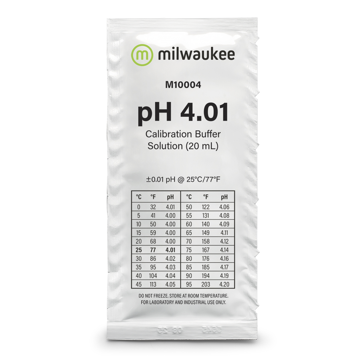 Milwaukee M10004B pH 4.01 calibration solution in a sachet, 25 sachets á 20ml