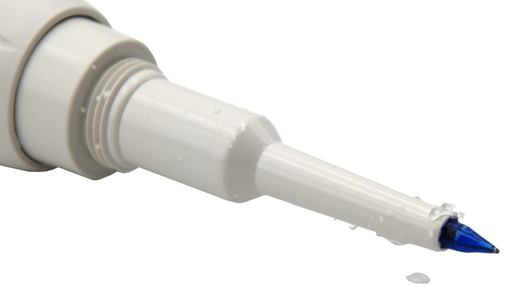 XS SPH 51 replacement electrode, detailed view of the tip with water droplet, for the pH 5 Food Tester.