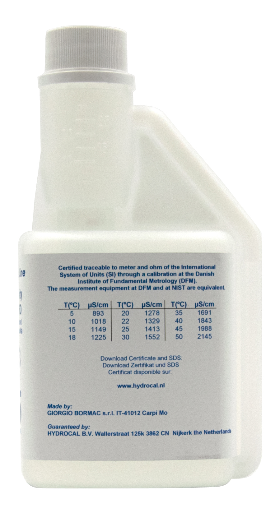 XS Professional 1413µS/cm - 250ml Leitfähigkeitskalibrierlösung Flasche hinten