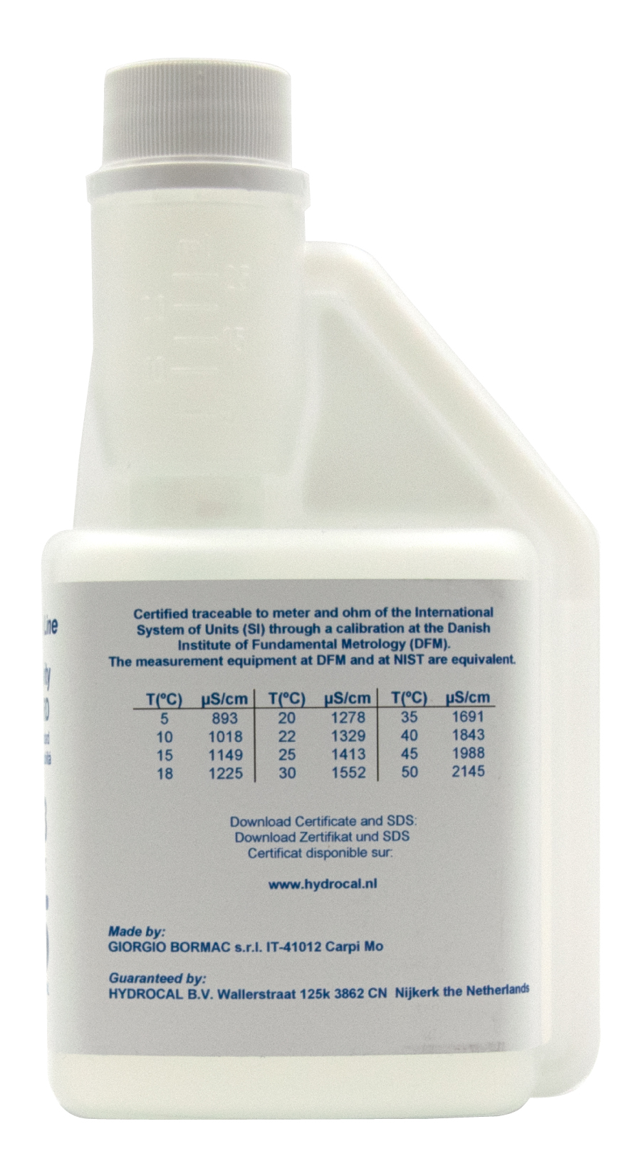 XS Professional 1413µS/cm - 250ml conductivity calibration solution with DFM certificate