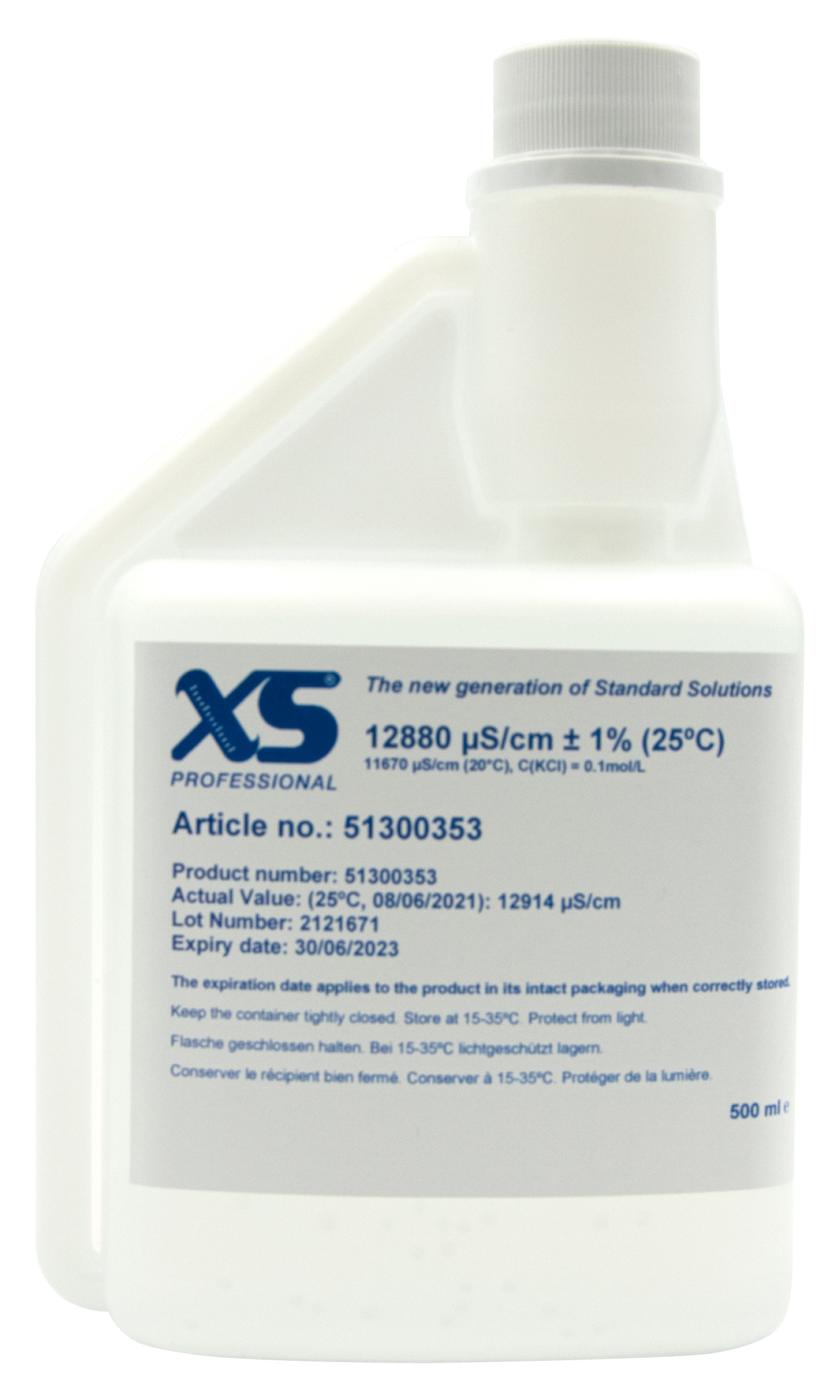 XS Professional 12880 µS/cm - 500ml conductivity calibration solution with DFM certificate