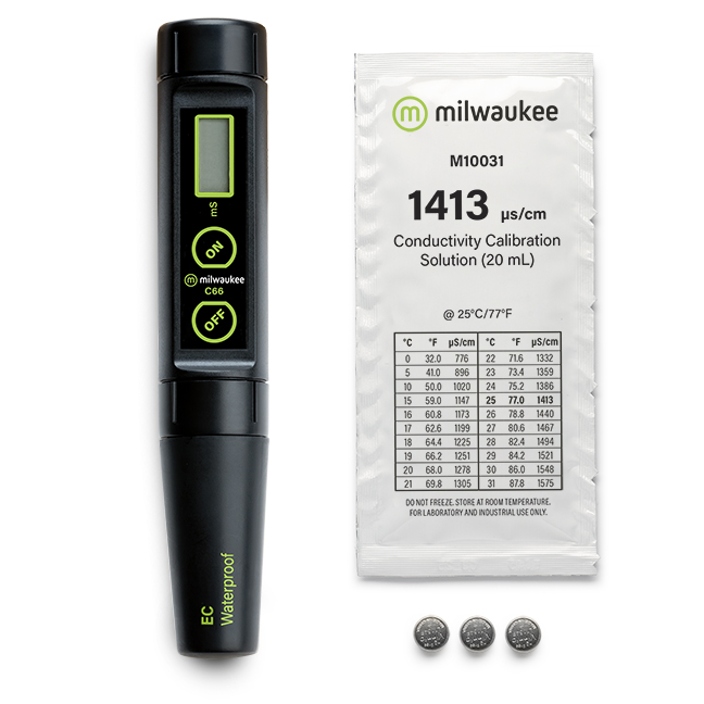 Milwaukee C66 high range waterproof Conductivity Pen with ATC and replaceable electrode