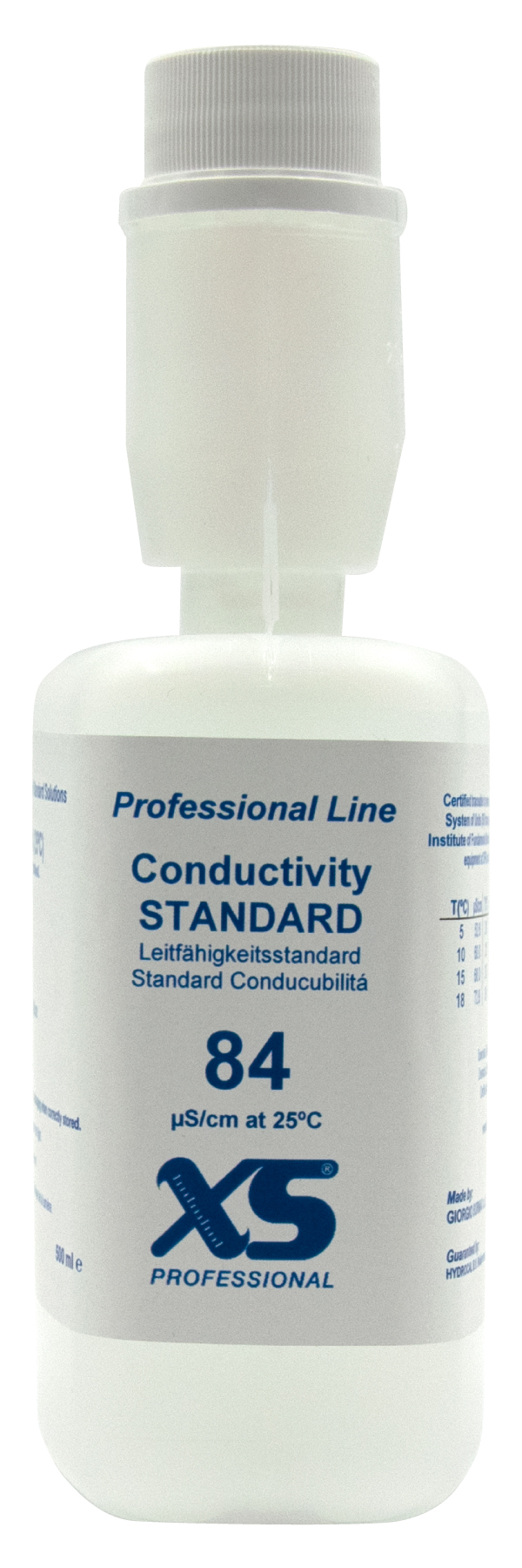 XS Professional 84µS/cm - 500ml conductivity calibration solution with DFM certificate
