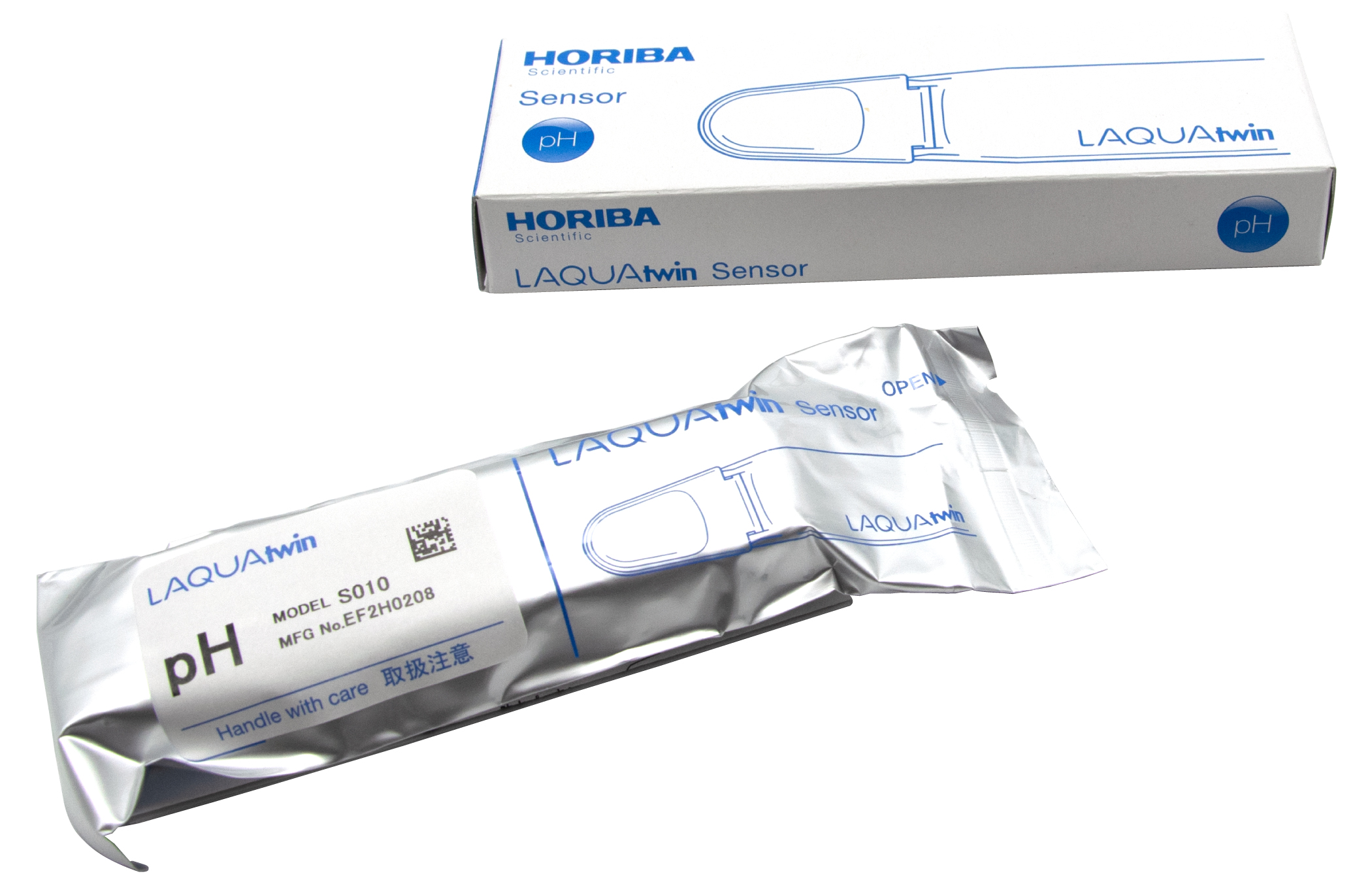 Horiba LAQUAtwin S010 pH Replacement Sensor for pH-11, pH-22, pH-33 tester Horiba LAQUAtwin S010 pH Sensor, versiegelte Verpackung und Box sichtbar, Schutzverpackung