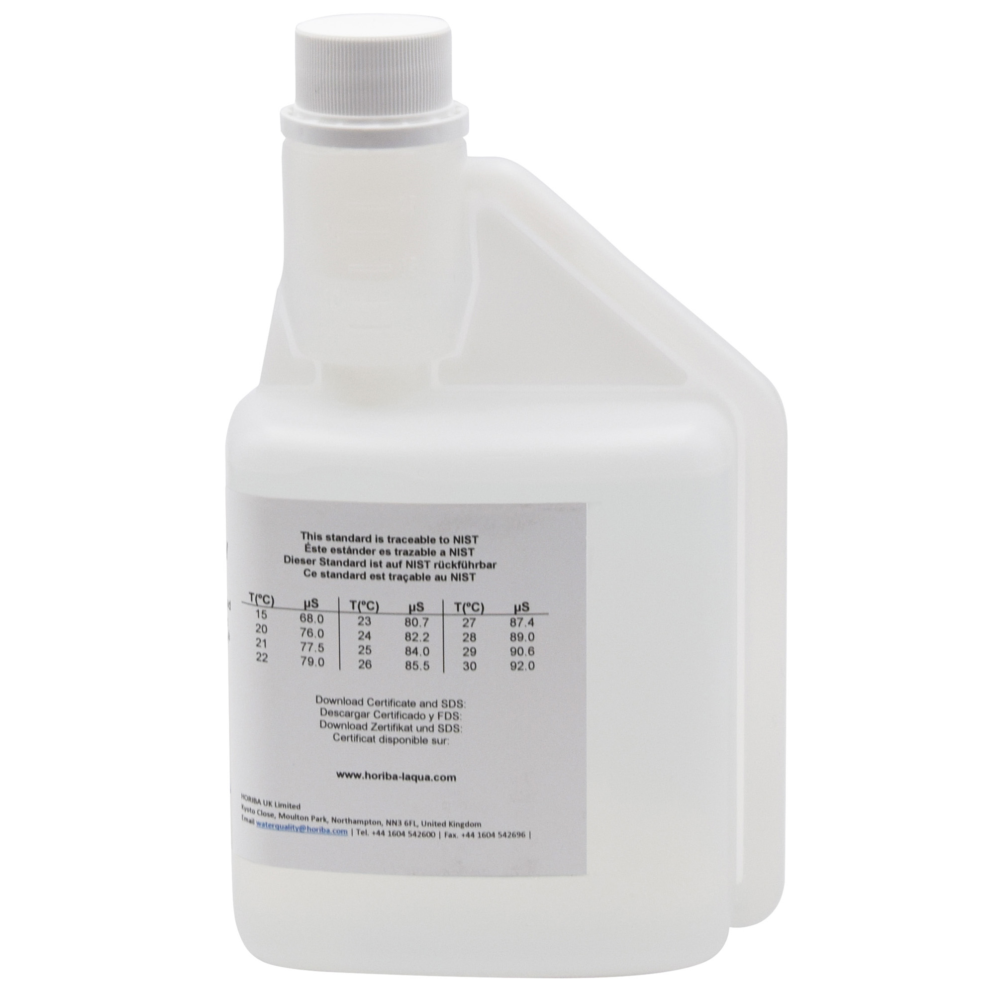 HORIBA 84 μS/cm Leitfähigkeitskalibrierlösung 500ml, für Leitfähigkeitsmessungen, speziell für Hand- und Labormessgeräte