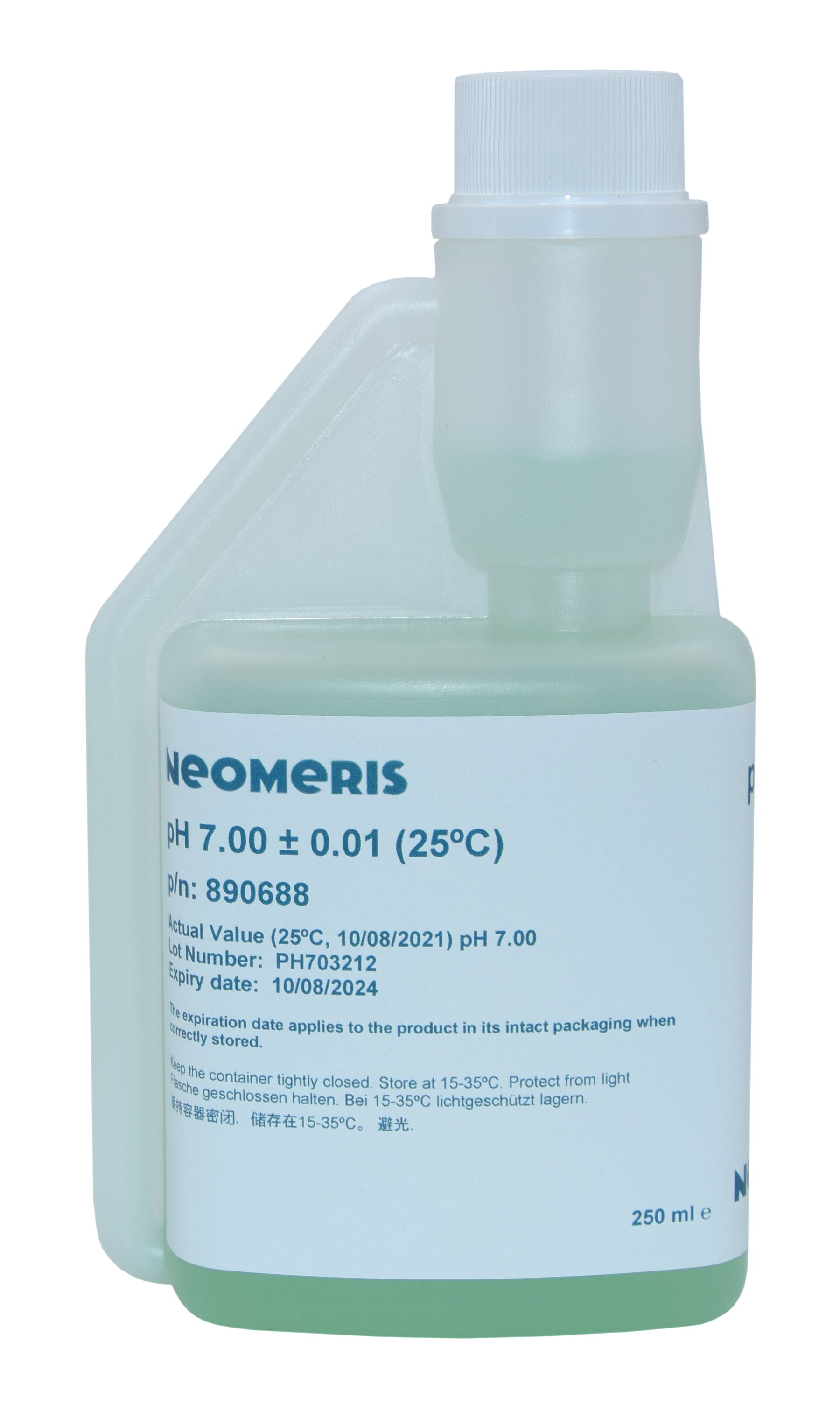 Neomeris pH buffer solution pH 7.00 Pufferlösung pH 7.00 Flasche stehend, 250 ml, grünes Lösungsgemisch