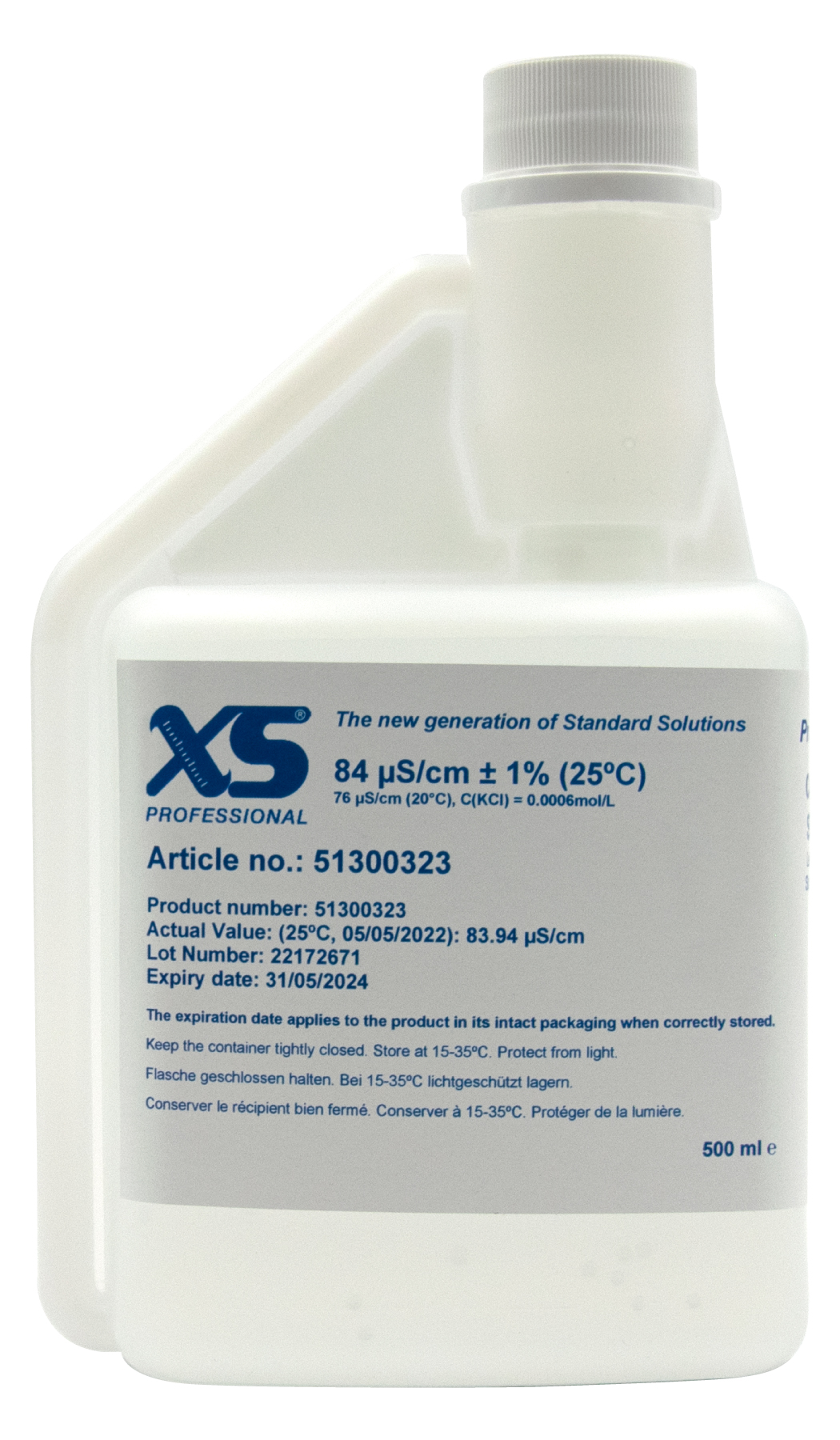 XS Professional 84µS/cm - 500ml conductivity calibration solution with DFM certificate