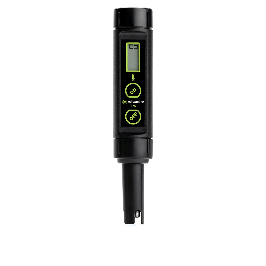 Milwaukee T75 waterproof low range Total Dissolved Solids Pen (TDS) with automatic temperature compensation (ATC) and replaceable probe