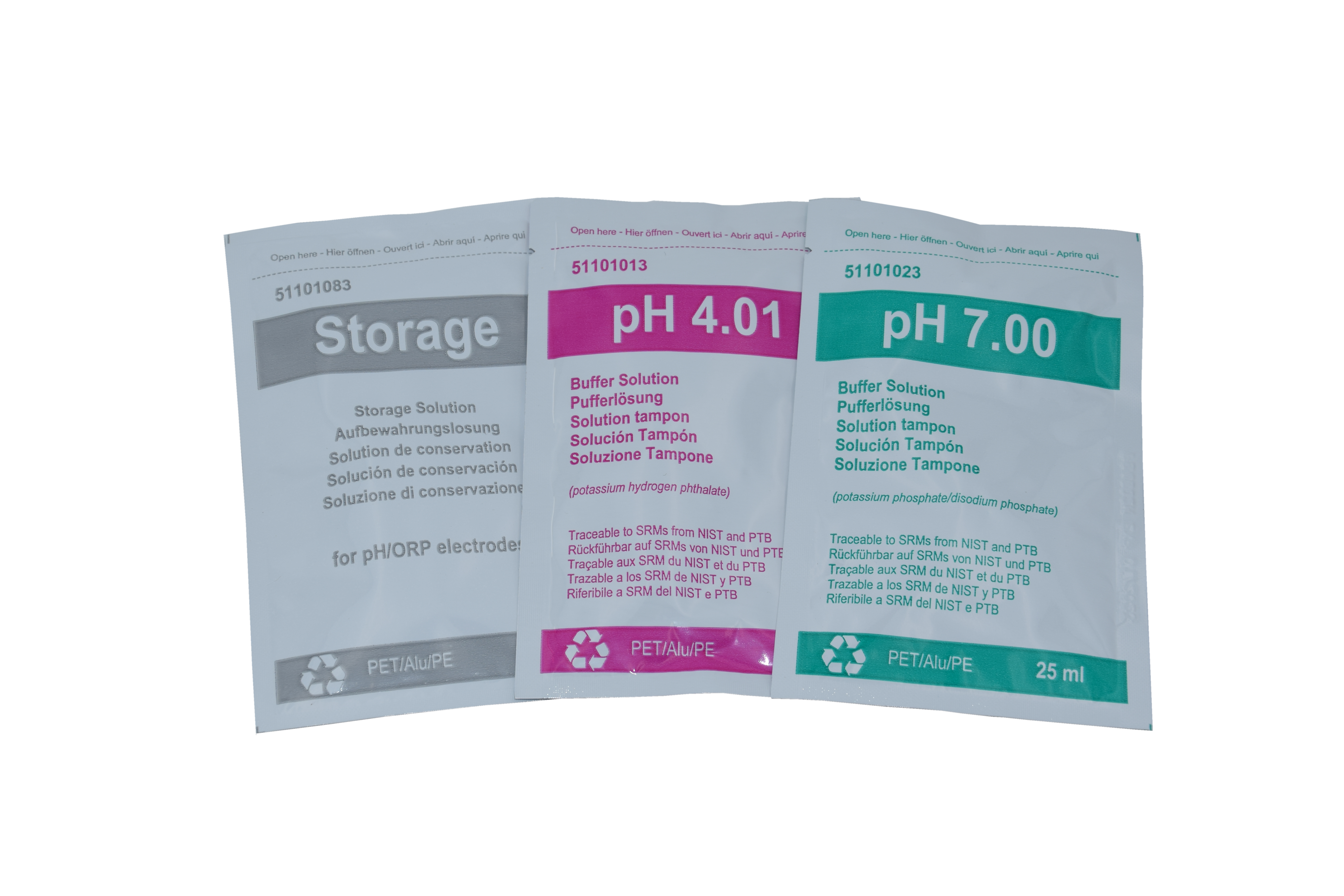 XS pH 1 Kit mit pH‑Pufferlösungen, klar etikettiert