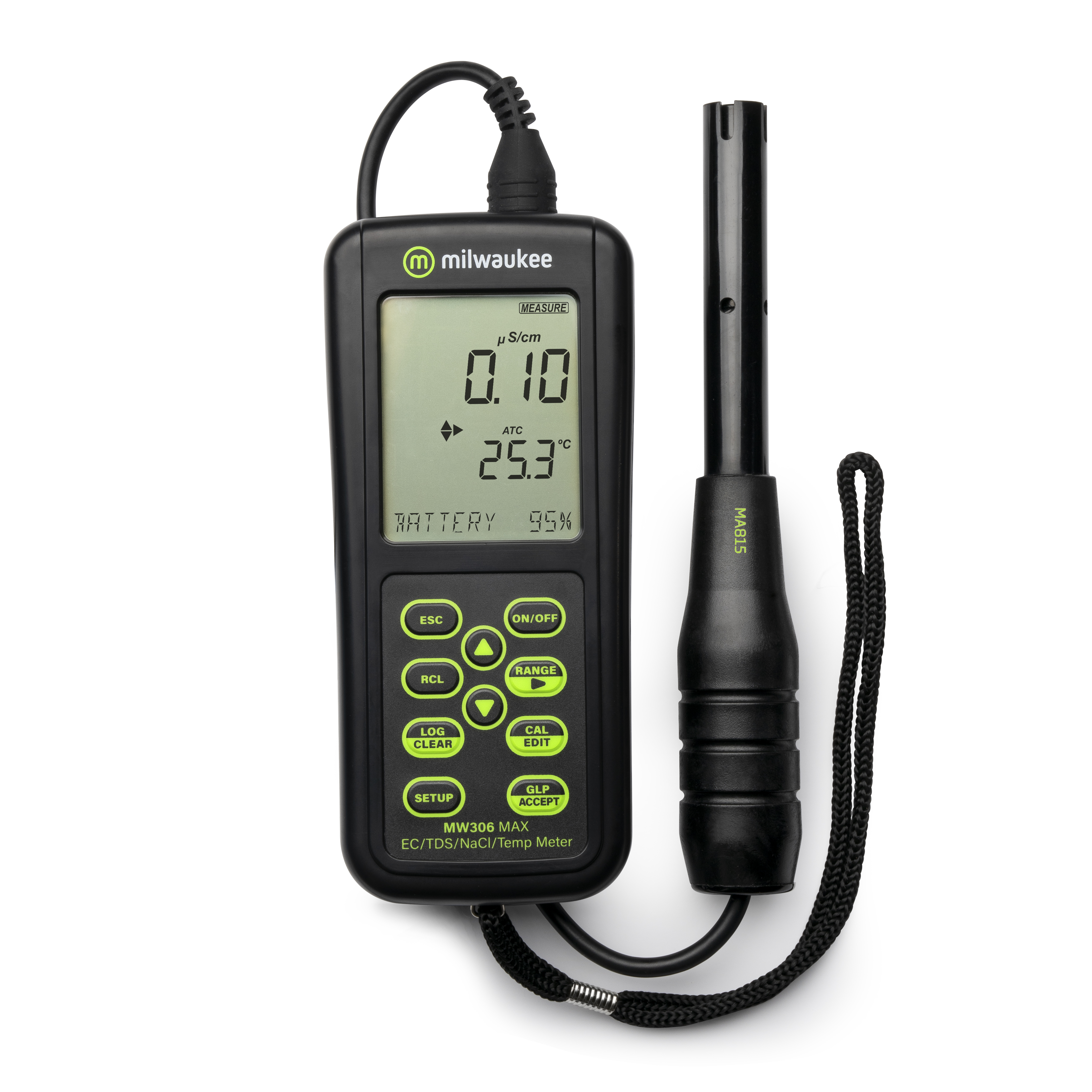 Milwaukee MW306 MAX, Automatic and logging EC/TDS/NaCl/Temperature meter.