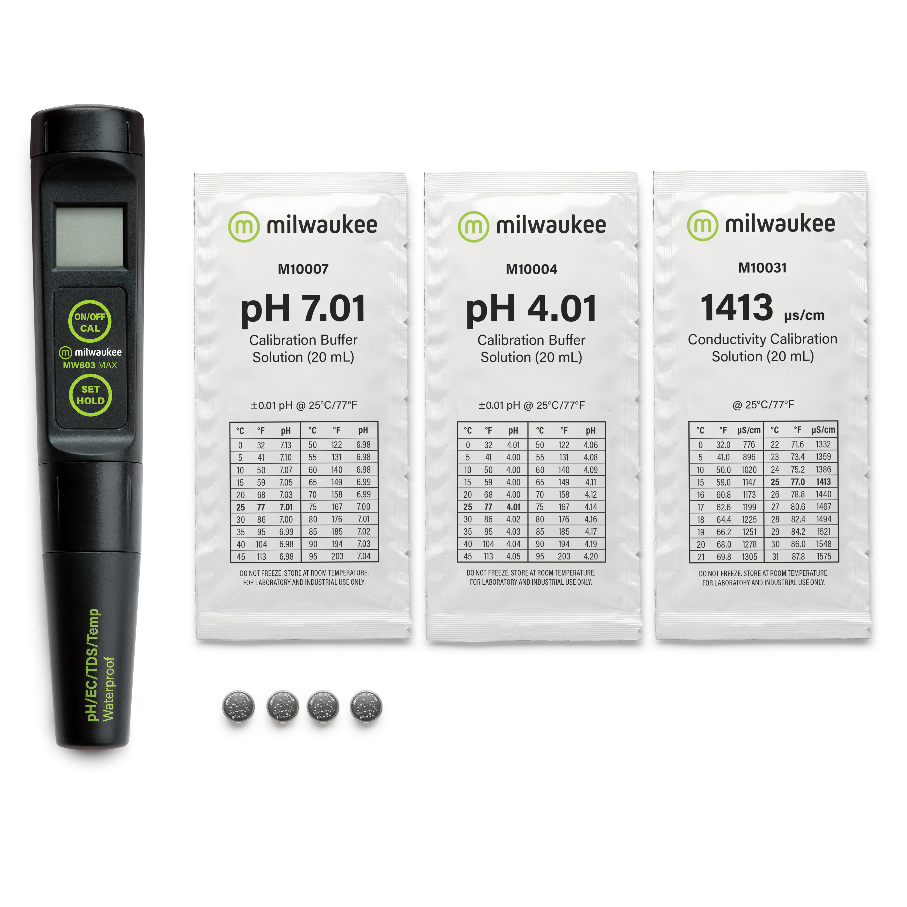Milwaukee MW803 waterproof low range pH / EC / TDS /Temperature Tester with replaceable probe