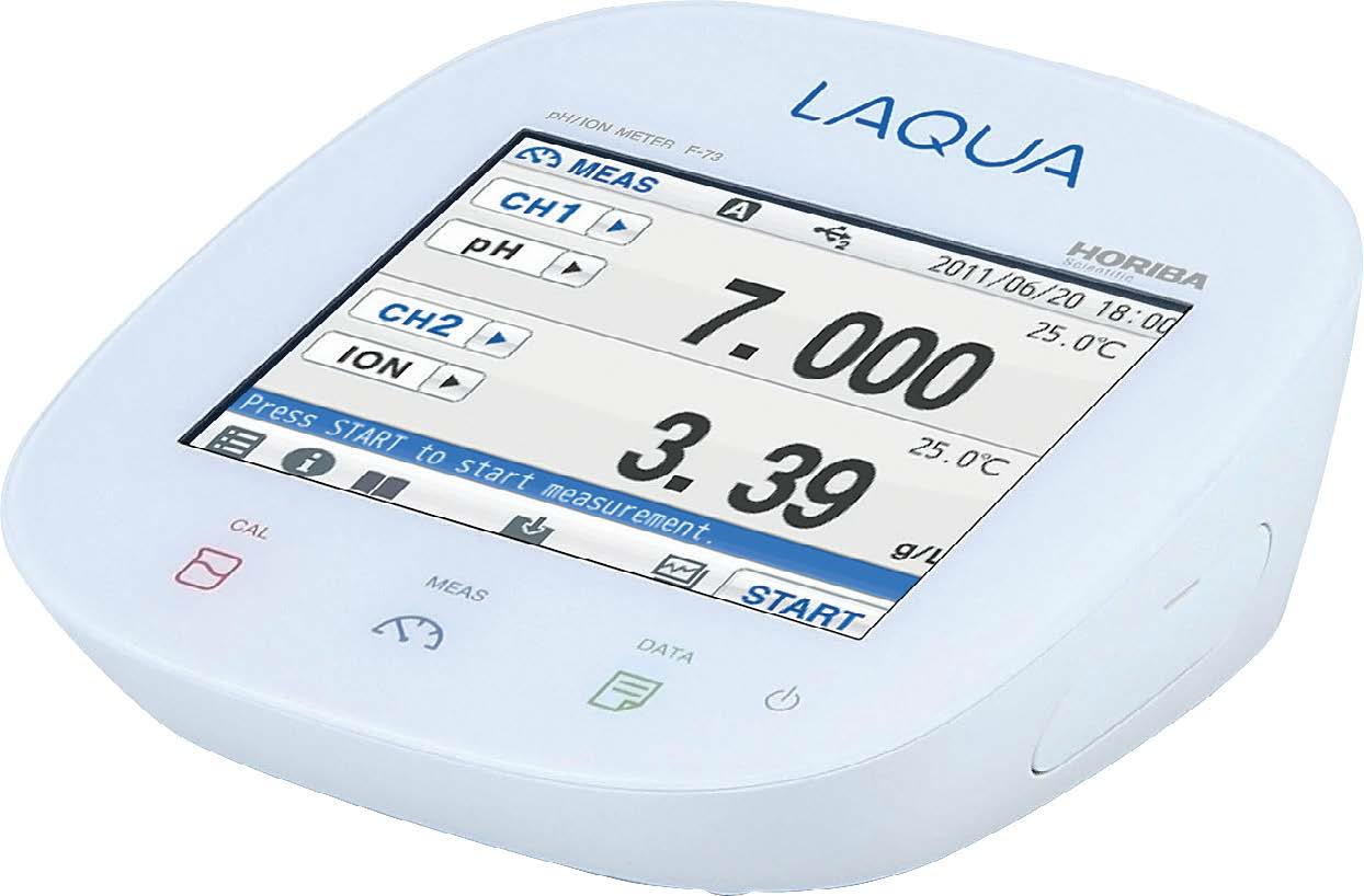 Horiba F-73 Display, scharfe Ansicht pH/Messwerte, kapazitiver Touch