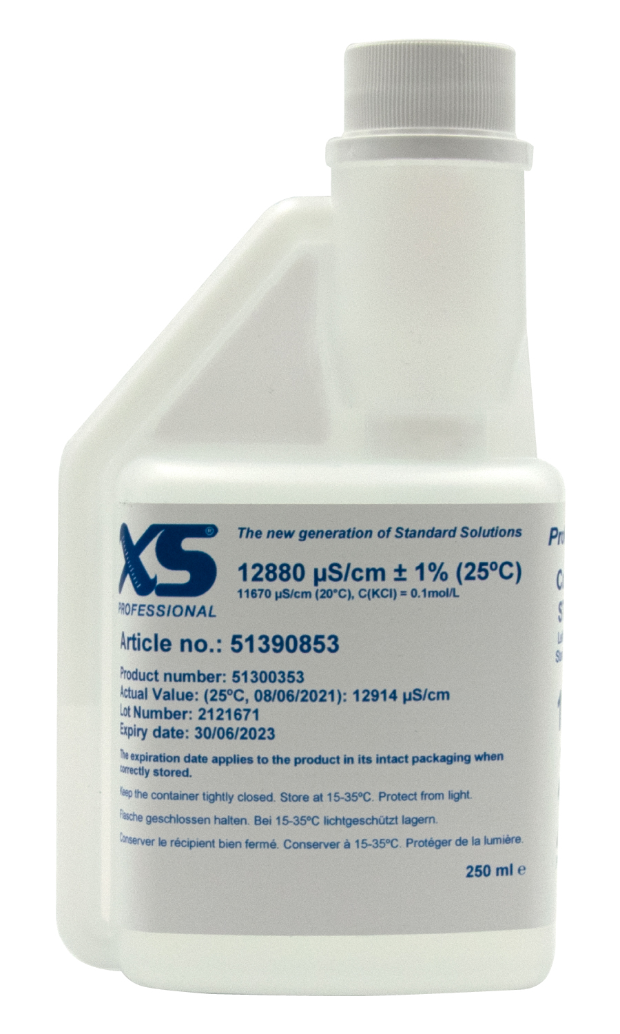 XS Professional 12880 µS/cm - 250ml conductivity calibration solution with DFM certificate