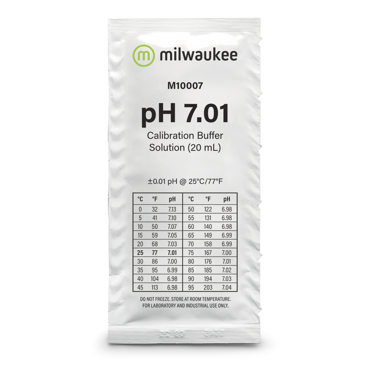 Milwaukee M10007B pH 7.01 calibration solution in a sachet, 25 sachets á 20ml