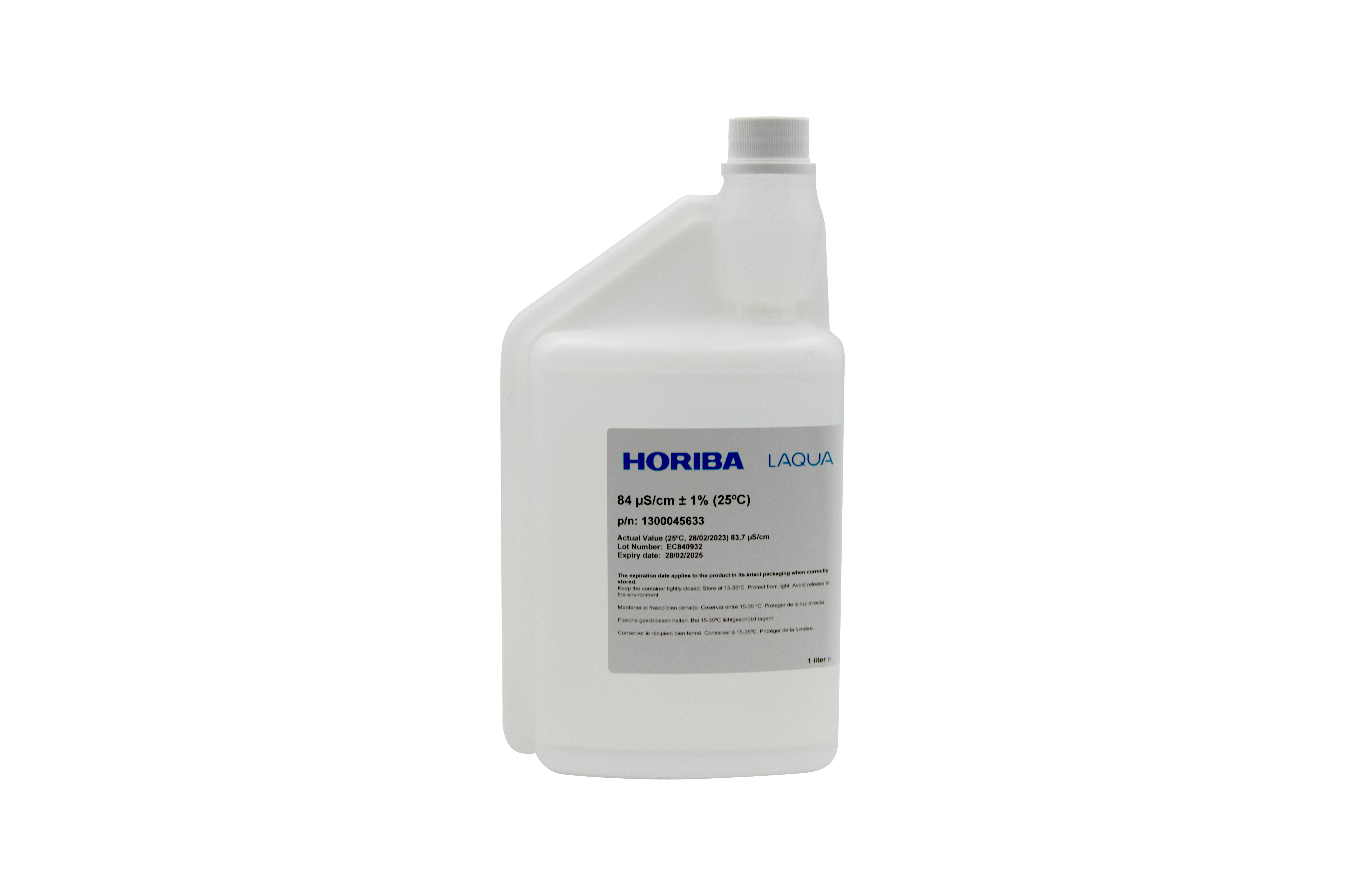 HORIBA 84 μS/cm Leitfähigkeitskalibrierlösung 1000ml, Frontansicht, für Lebensmittel- und Getränkeindustrie
