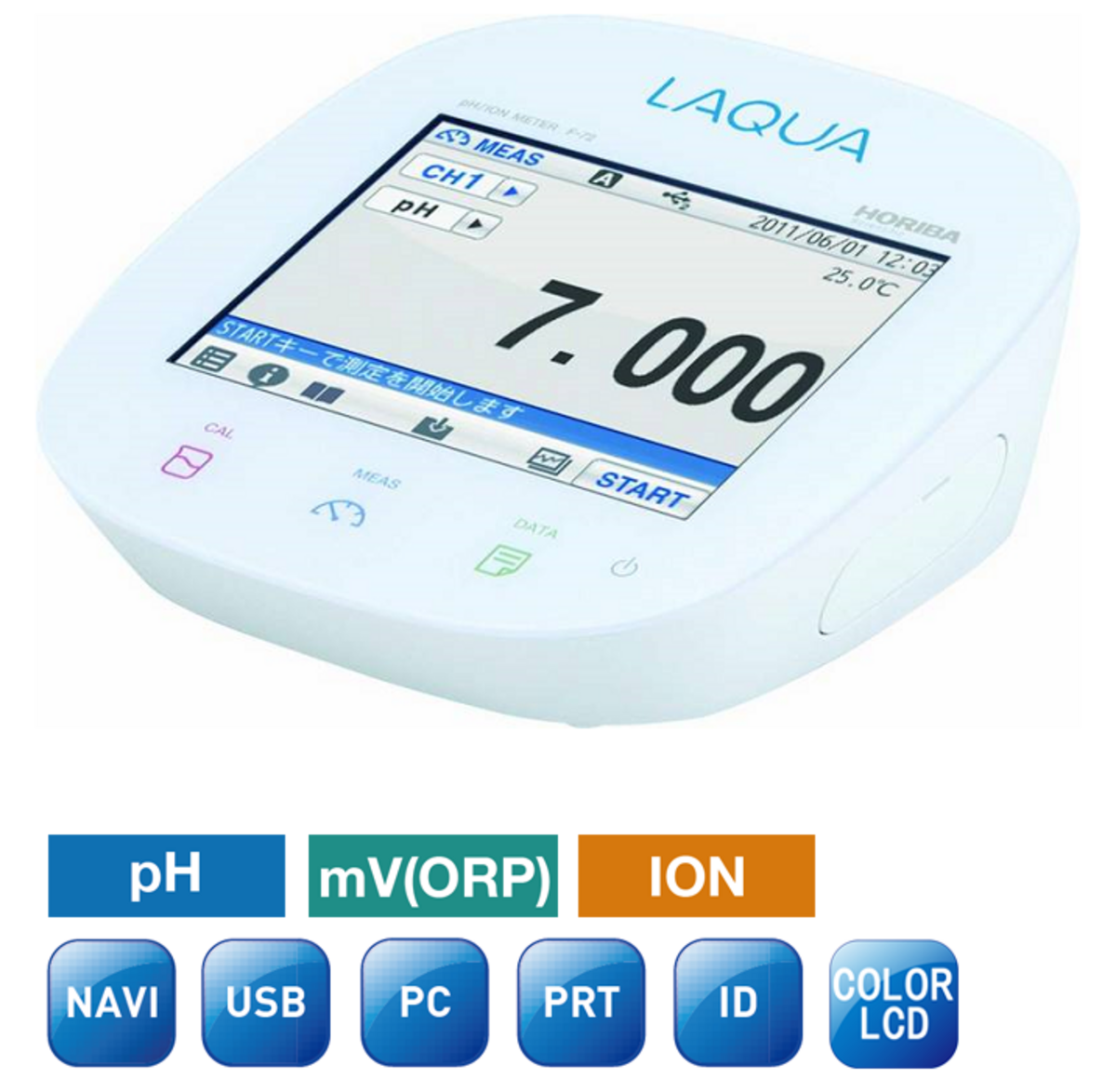 Horiba F-72A-S, Single Channel pH/ORP/Ion/Temperature Laboratory-Meter Starter-Set with Touchscreen Horiba F-72A-S, Single Channel pH/ORP/Ion/Temperature Laboratory-Meter Starter-Set with Touchscreen