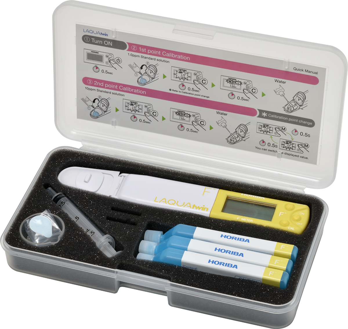 Horiba LAQUAtwin Fluoride Ion (F-) tester with 2 calibration points and temperature measurement (F-11)