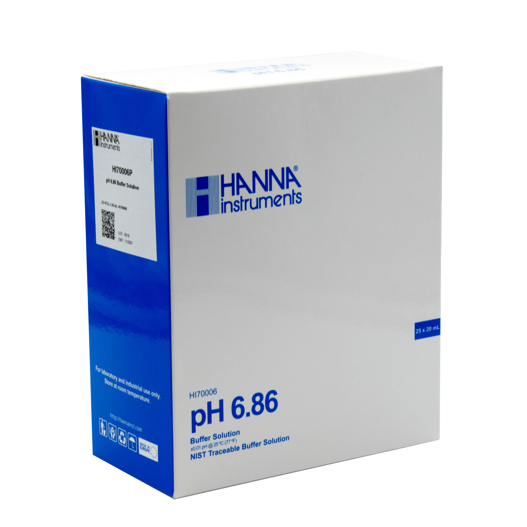 HANNA buffer solution pH 6.86, 25 x 20mL sachets (HI70006P)