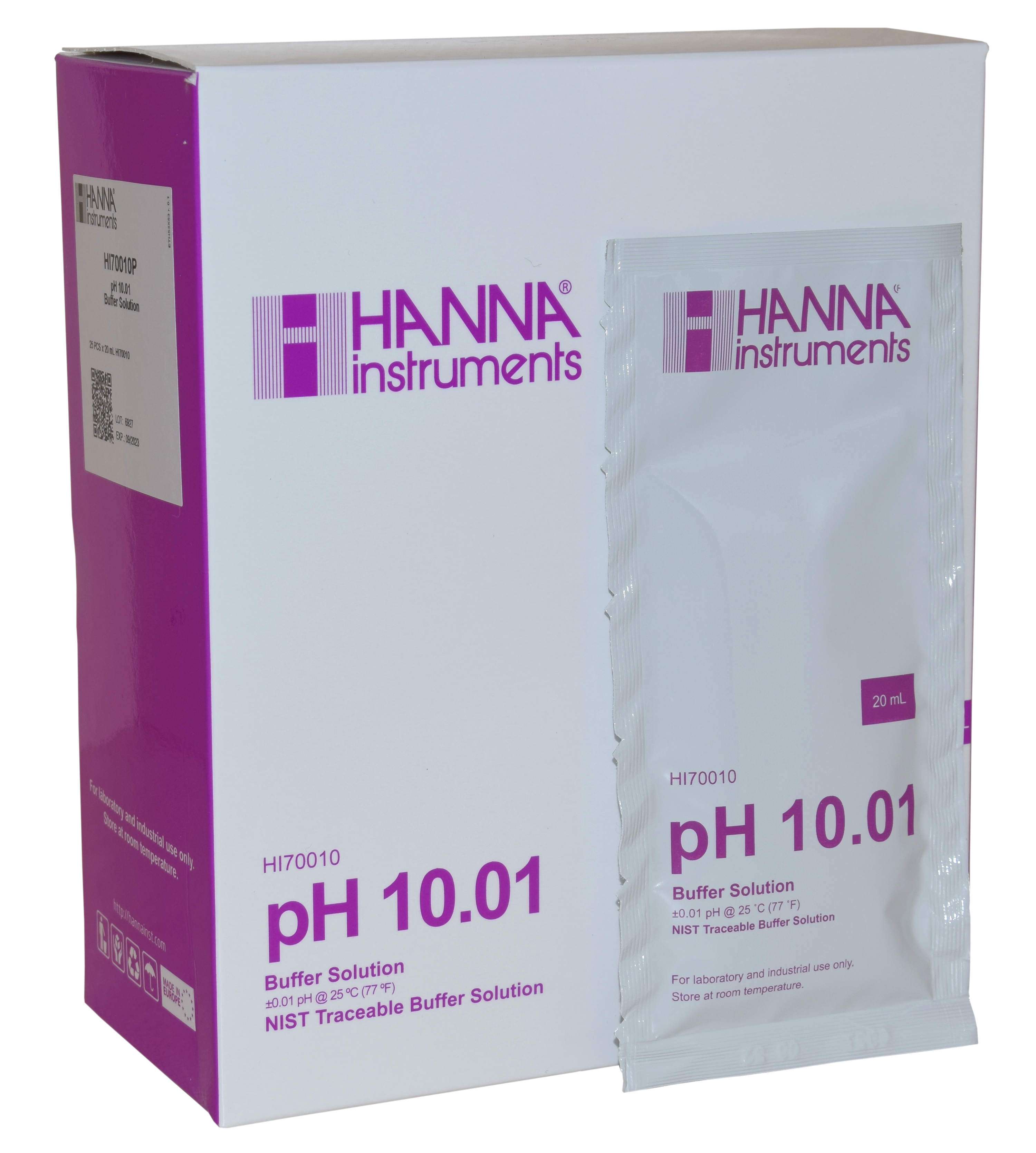 HANNA buffer solution pH 10.01, 25 x 20mL sachets (HI70010P)