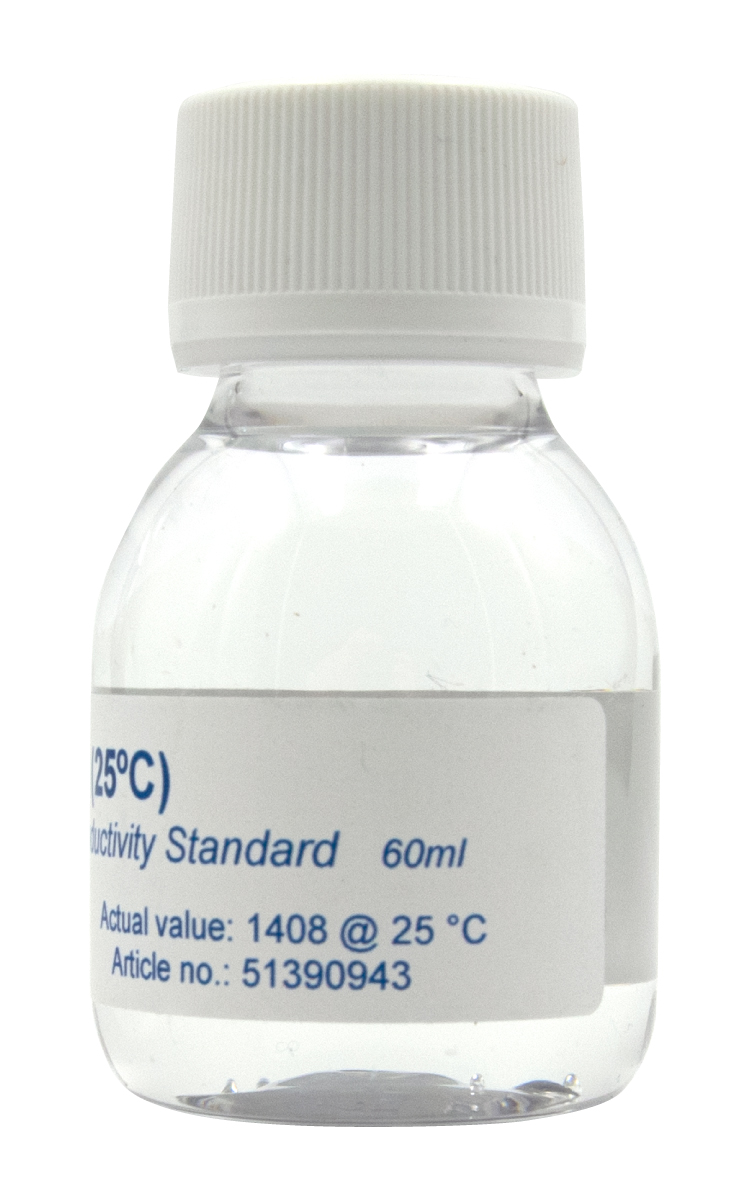 XS Professional 1413µS/cm - 4x 60ml Leitfähigkeitskalibrierlösung Flasche hinten 