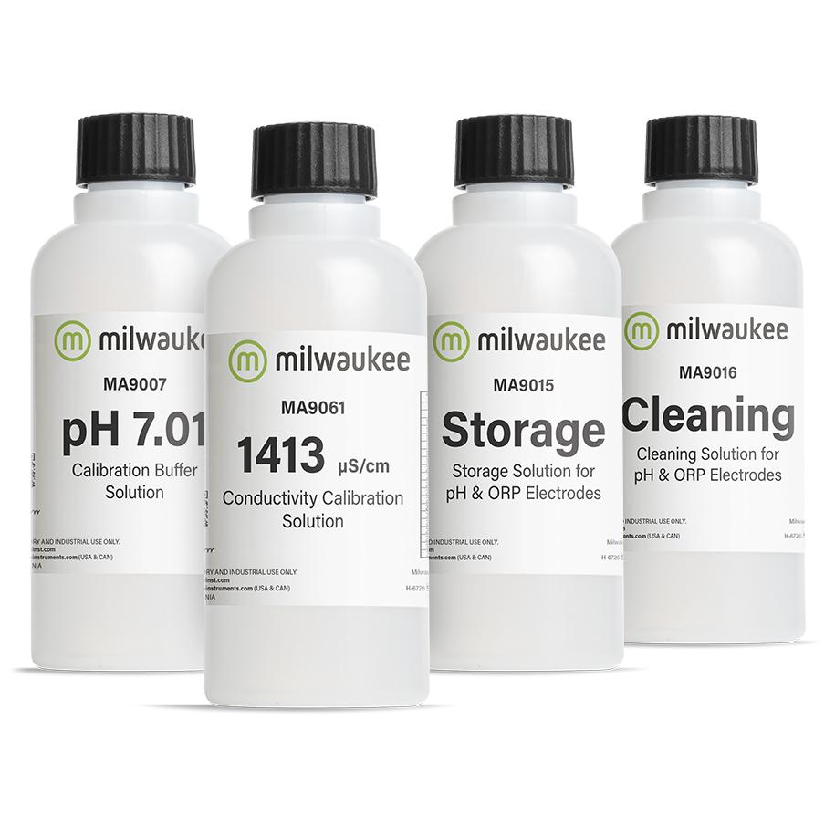 Kalibrierungs- (pH & EC) & Wartungs- & Reinigungslösungen für pH-Messgeräte und -Tester, 4 x 230ml Flaschen