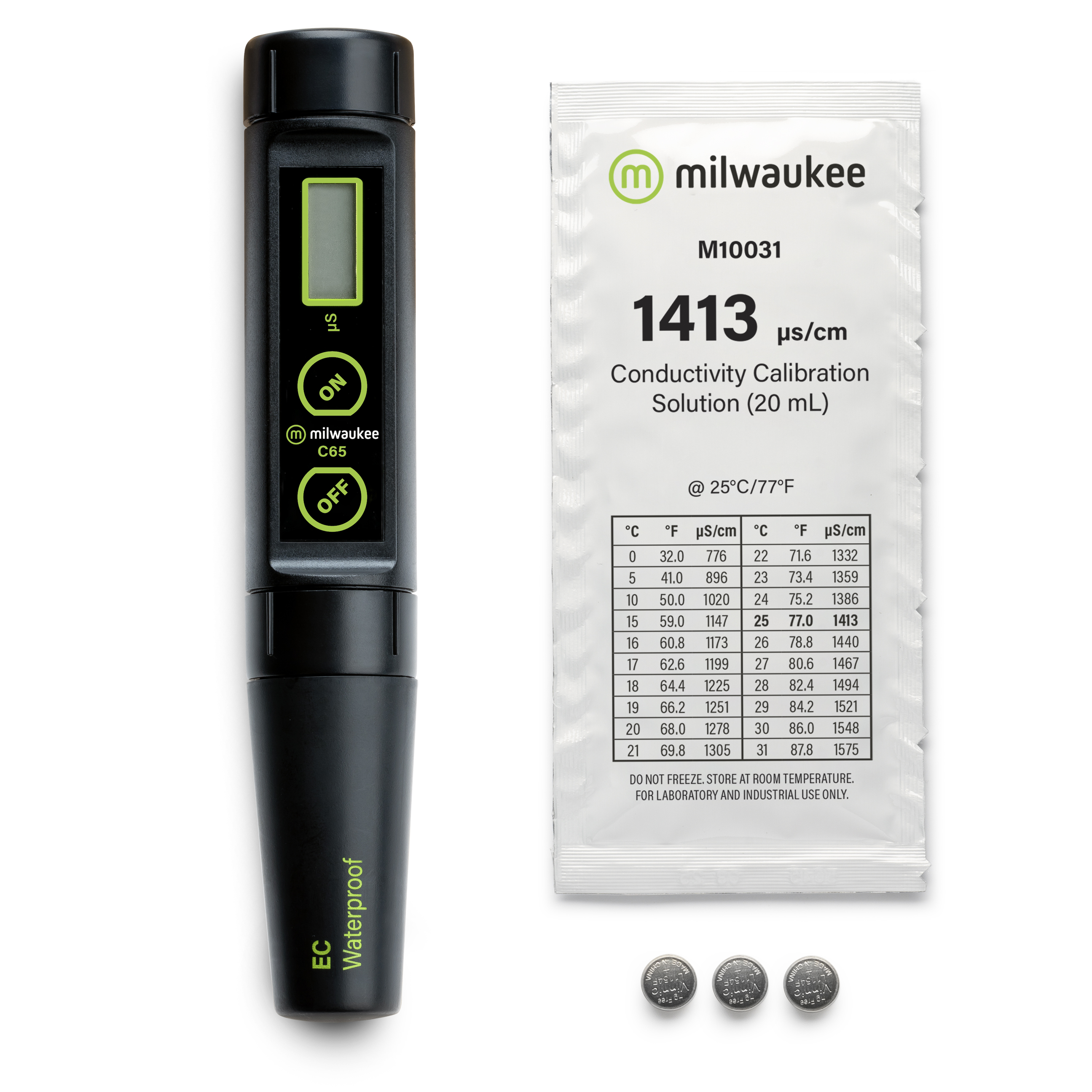 Milwaukee C65 low range waterproof Conductivity Pen with ATC and replaceable electrode C65 wasserfestes Leitfähigkeit Messgerät mit Flüssigkeit