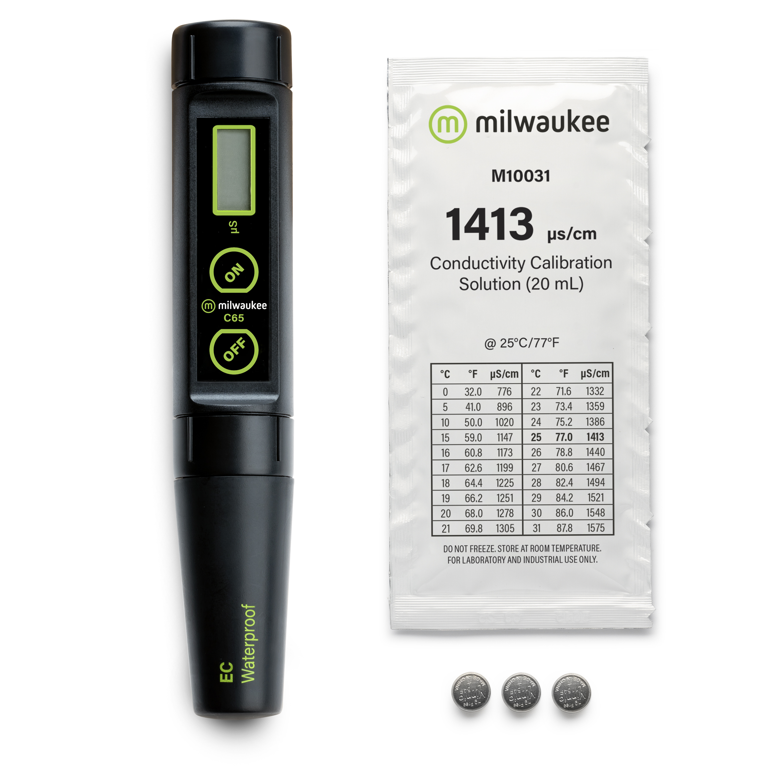 Milwaukee C65 low range waterproof Conductivity Pen with ATC and replaceable electrode