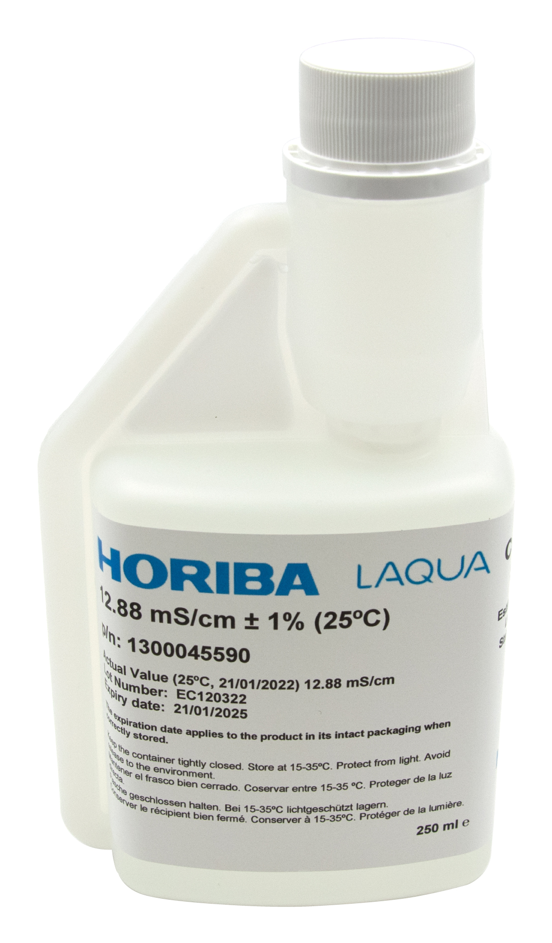 HORIBA 12.88 mS/cm Leitfähigkeitskalibrierlösung 250 ml Flasche mit Hygieneverschluss, Geeignet für Anwendungen in Umweltanalytik, Wasseraufbereitung und Forschung