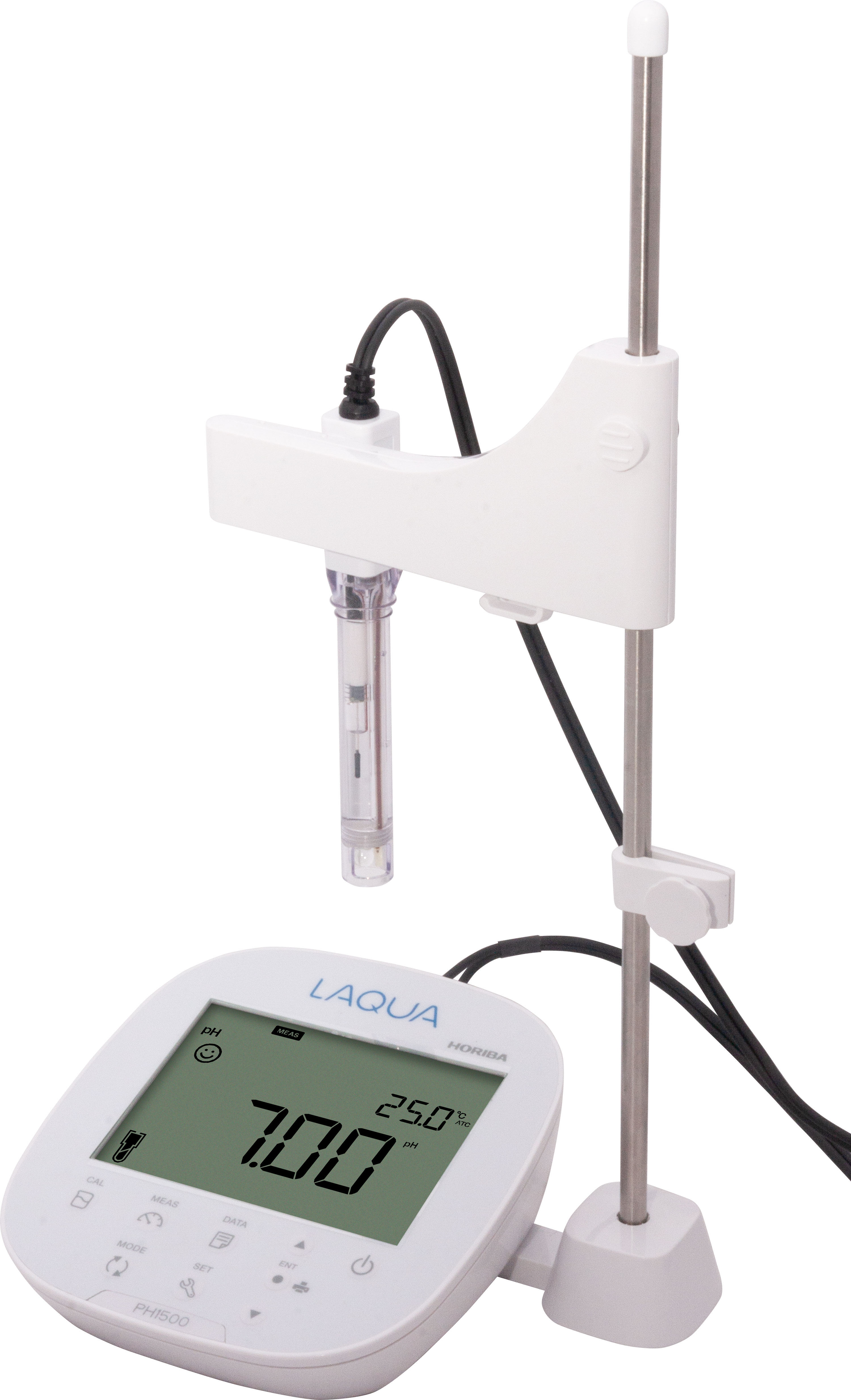 Horiba LAQUA PH1500 Labor‑Tischgerät Front, Display mit Messwert, integrierter Elektrodenhalter