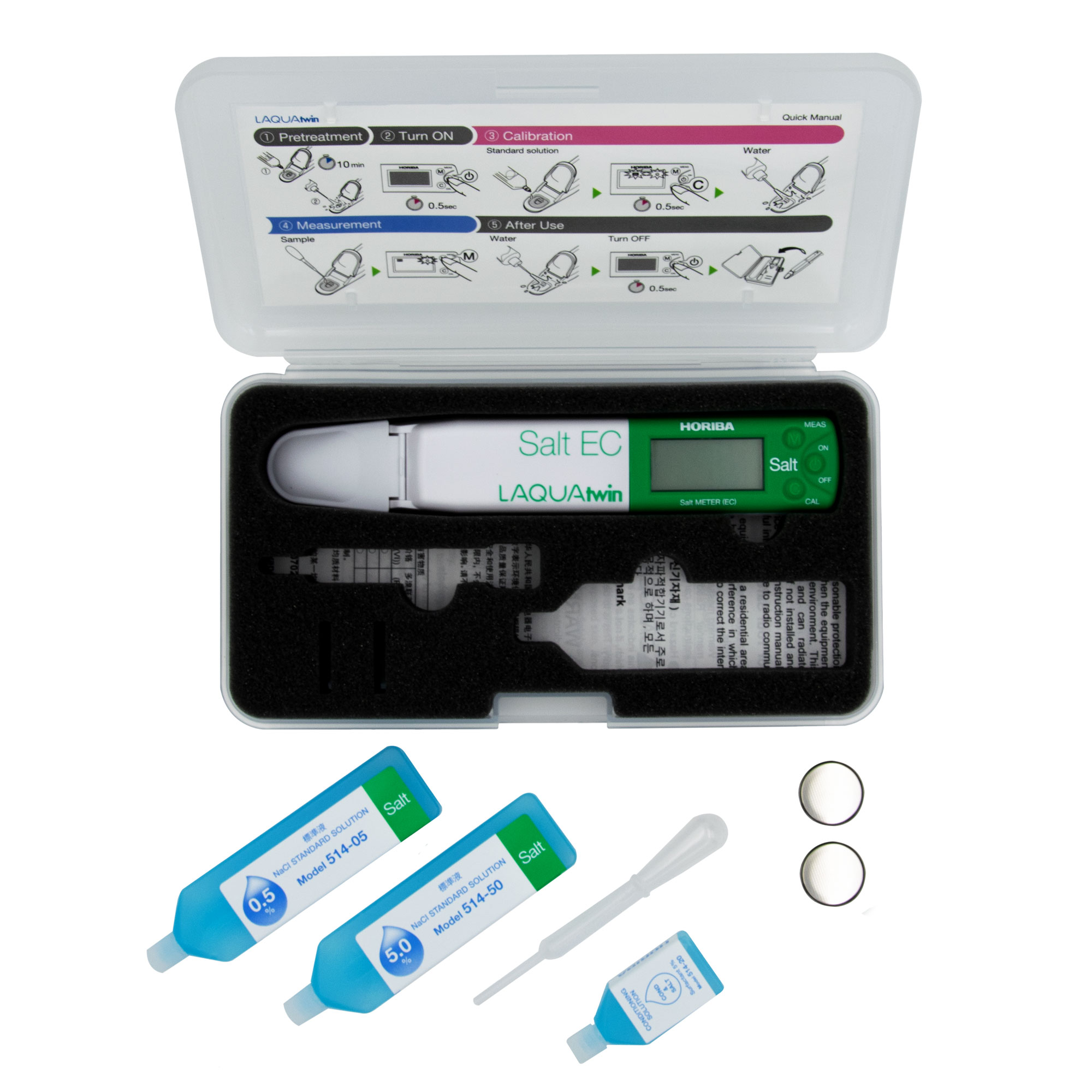 Horiba LAQUAtwin Salinity Tester with 2 calibration points and temperature measurement (Salt-11)