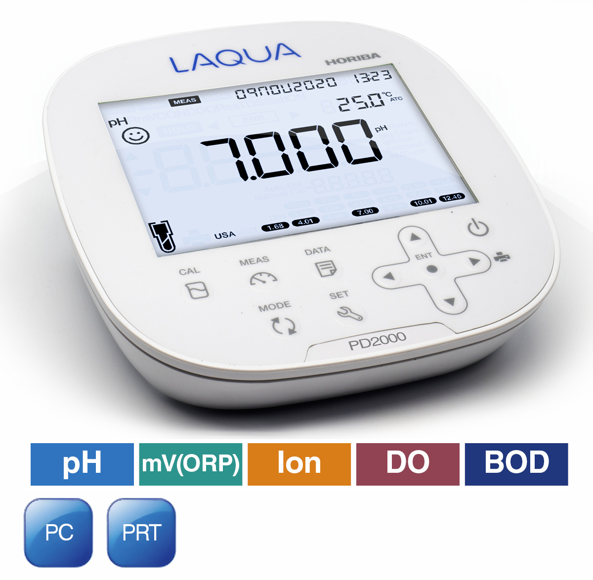 Horiba LAQUA-PD2000 pH/ORP/Ion/DO/BOD/temperature measuring device with mains adapter and operating instructions