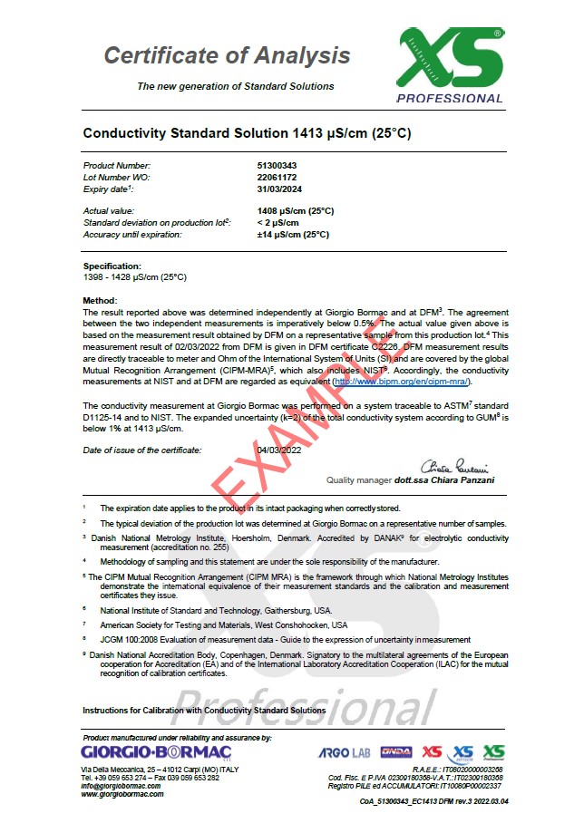 DFM Zertifikat zu 1413µS/cm 2