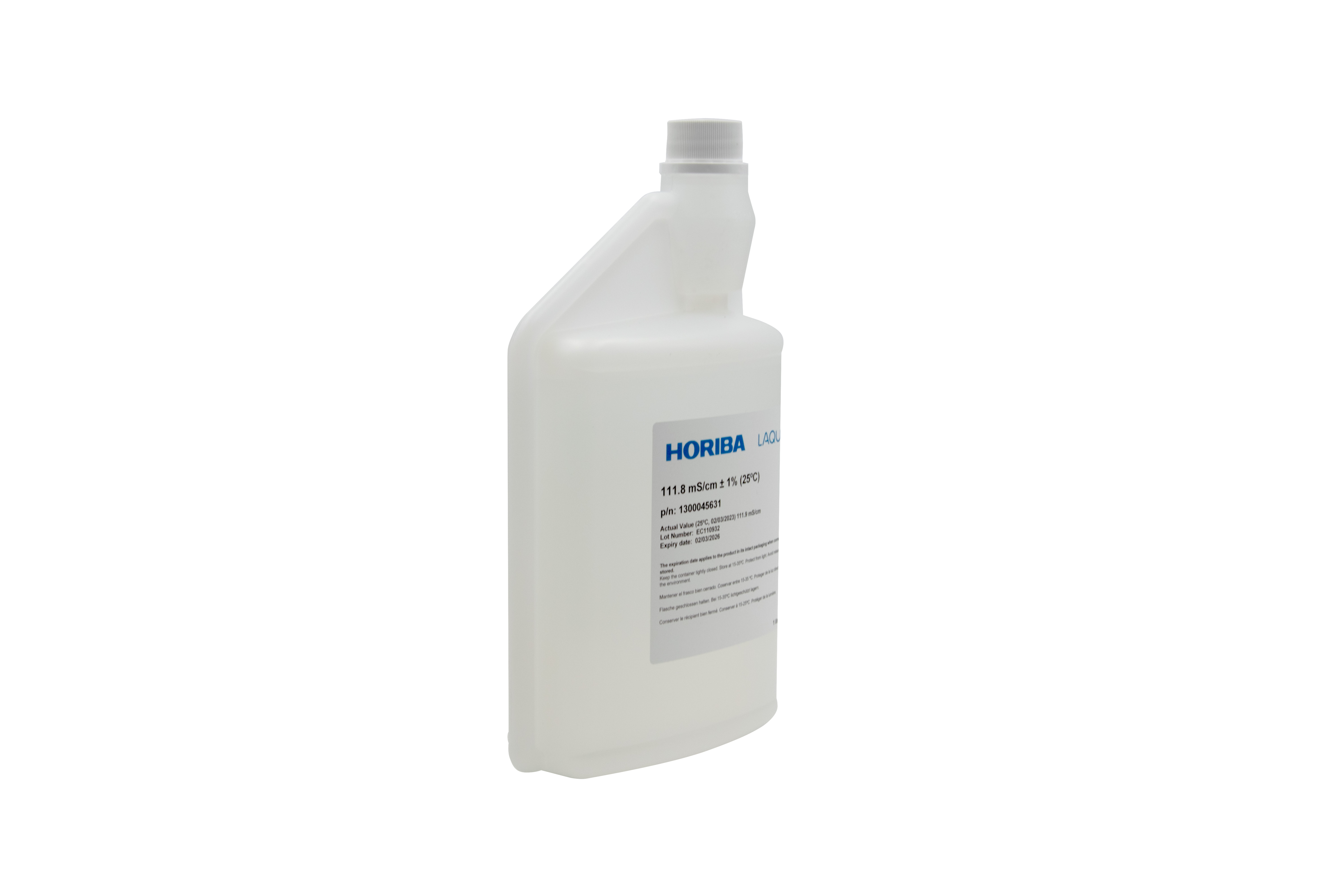 HORIBA 111.8 mS/cm Kalibrierlösung Seitenansicht mit Etikett